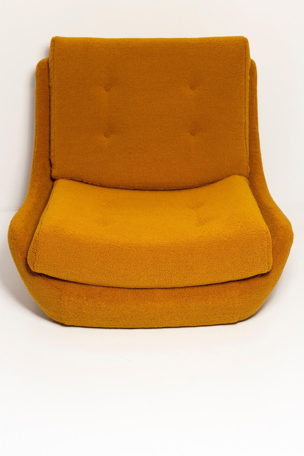 photo furniture Pair Of Mid Century Vintage Ochre Yellow Boucle Atlantis Big Armchairs, 1960s
