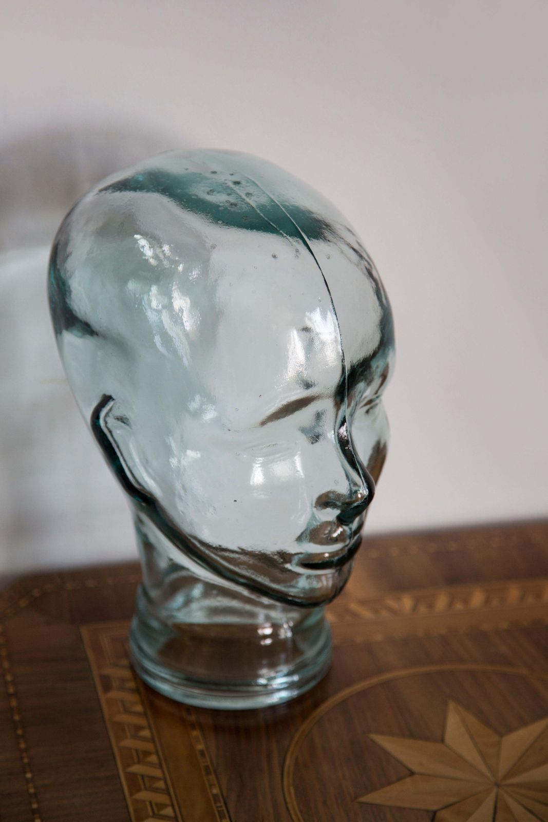 Transparant Vintage Decoratief Glazen Hoofdsculptuur, Ca. Jaren 1970, Duitsland photo for sale