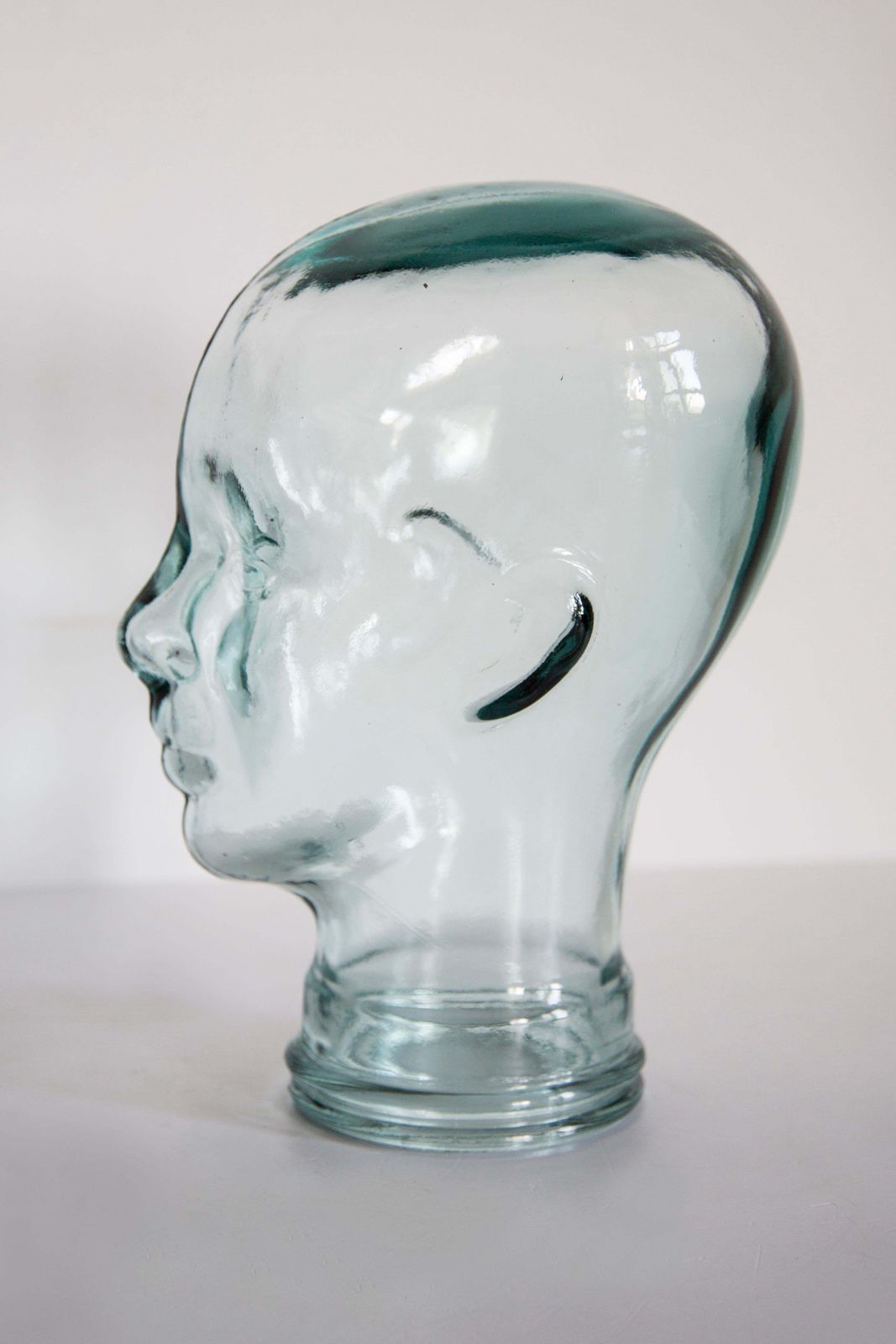Kunst Transparant Vintage Decoratief Glazen Hoofdsculptuur, Ca. Jaren 1970, Duitsland photo