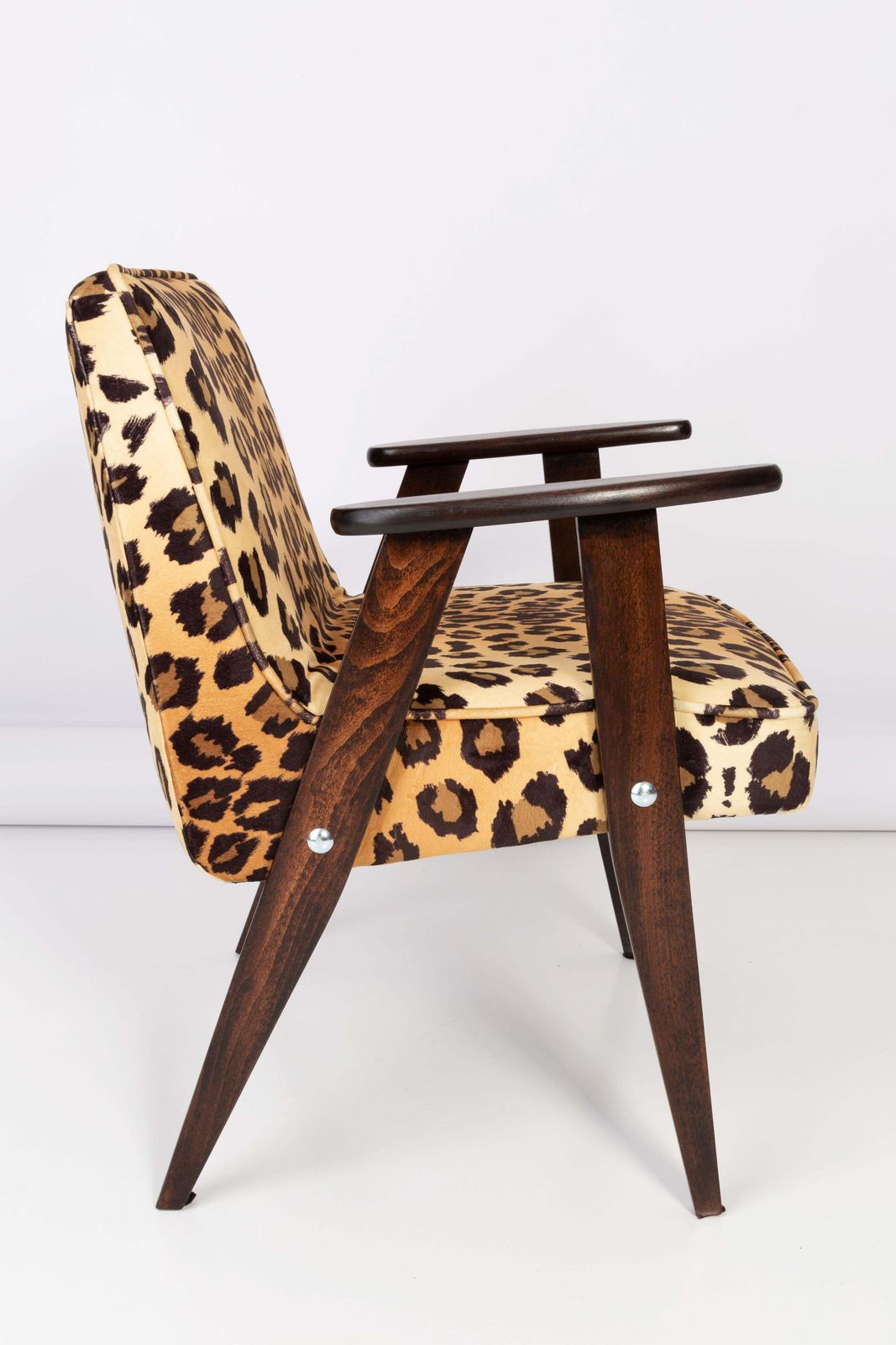 Six Midcentury 366 Armchairs In Leopard Print Velvet, Jozef Chierowski, 1960s photo 5528.0