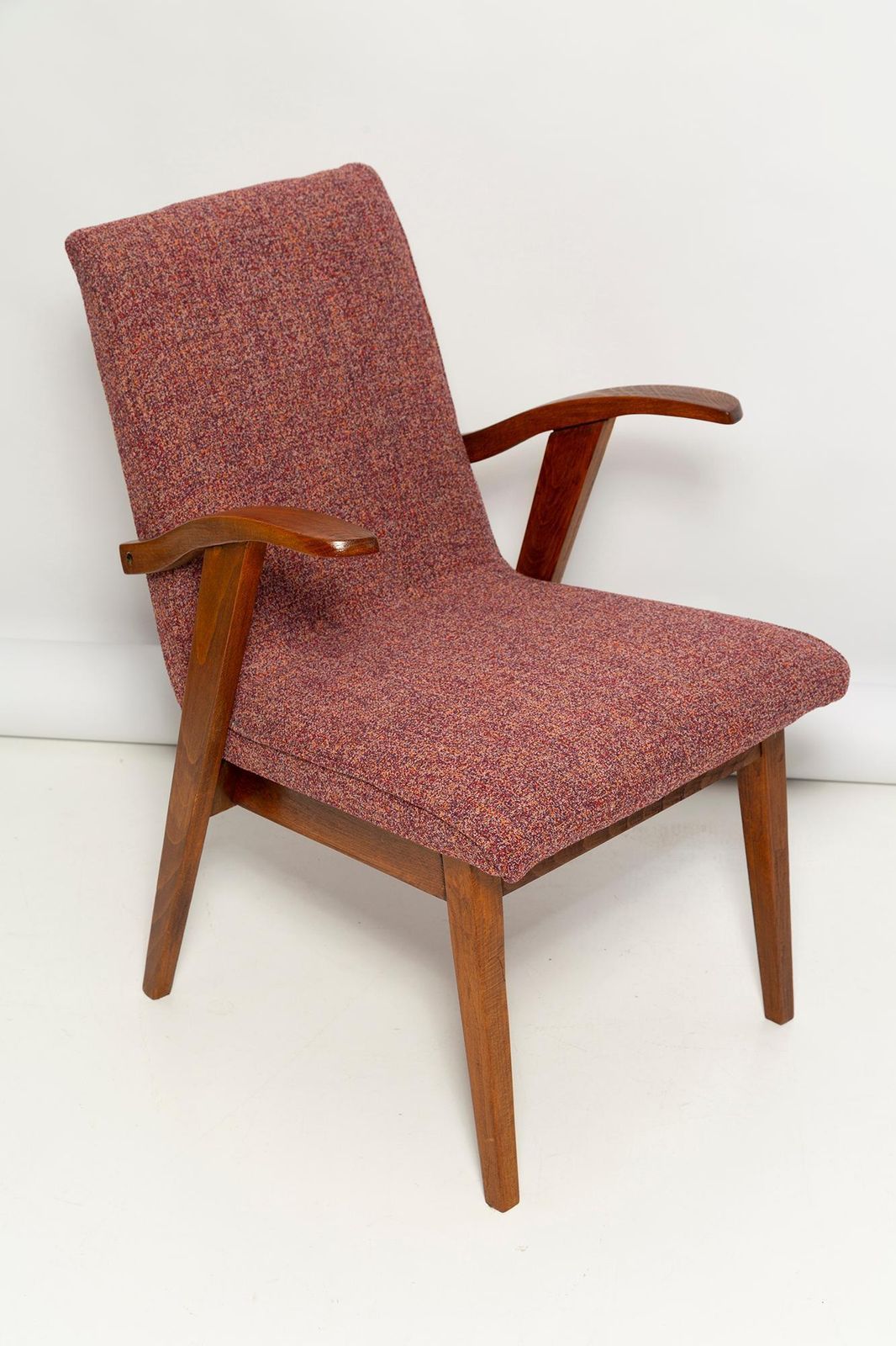 photo for sale Zes Mid Century Vintage Fauteuils In Paars Melange, Ontwerp M. Puchala, Europa, Jaren 1960
