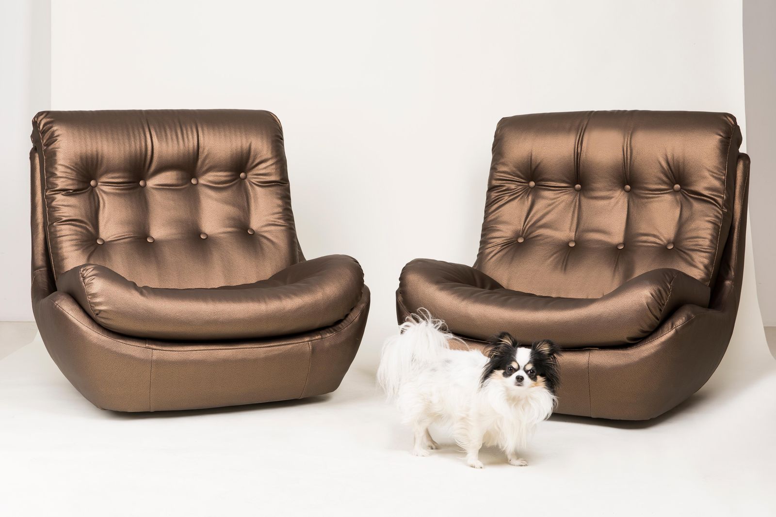 Set Of Two 20th Century Vintage Metallic Faux Leather Atlantis Armchairs, 1960s photo furniture