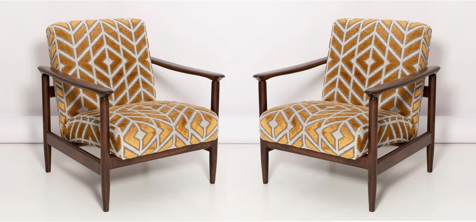 Set Of Two Mid Century Armchairs And Stools, By Edmund Homa, Europe, 1960s photo furniture