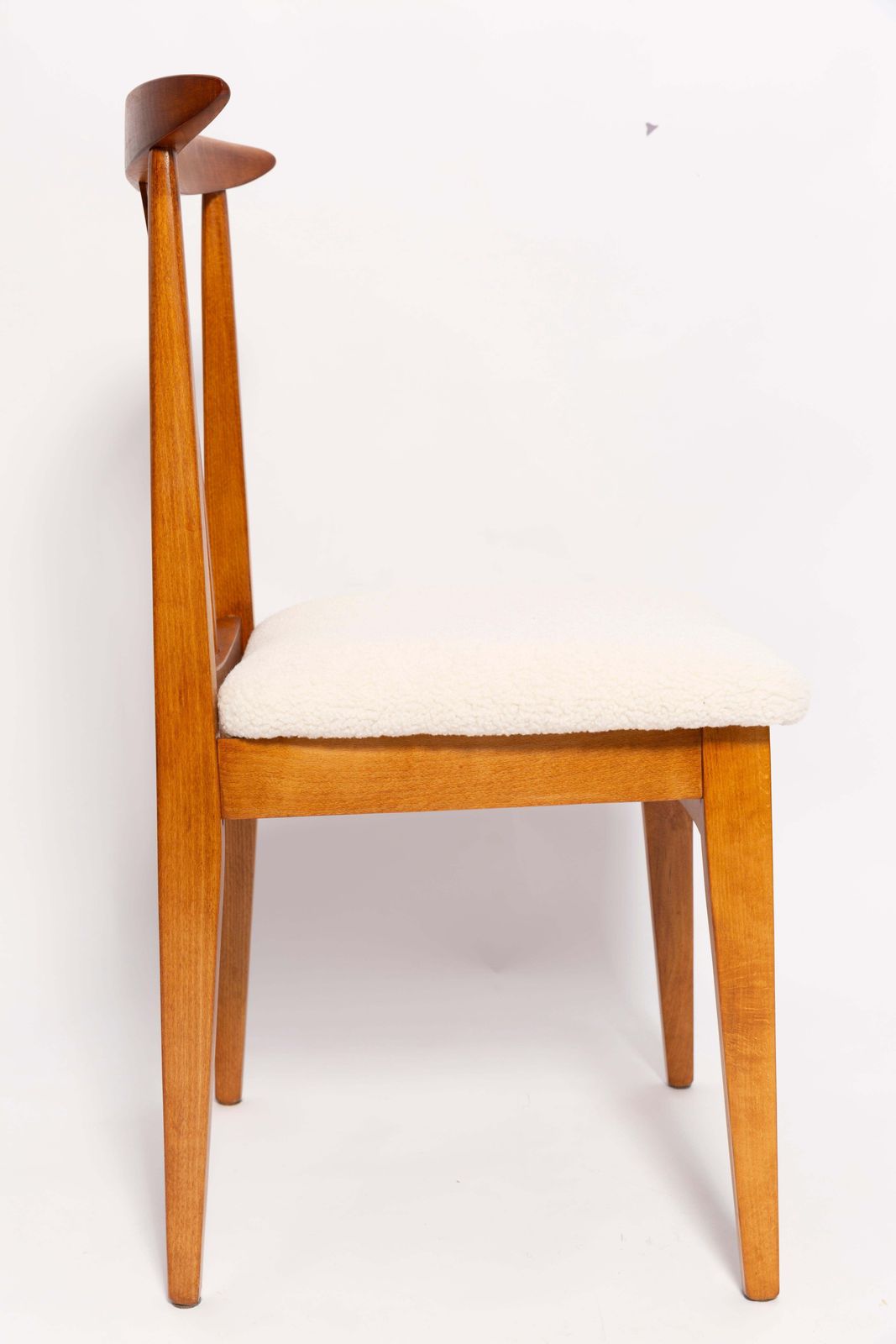 Mid Century Cream Ivory Boucle Chair, Designed By M. Zielinski, Europe, 1960s photo Furniture