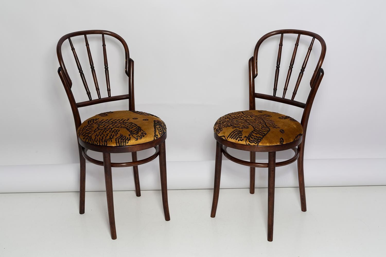 Mid Century Beige Tiger Dedar Velvet Vintage Chair, Fameg Factory, Poland, 1960s photo furniture