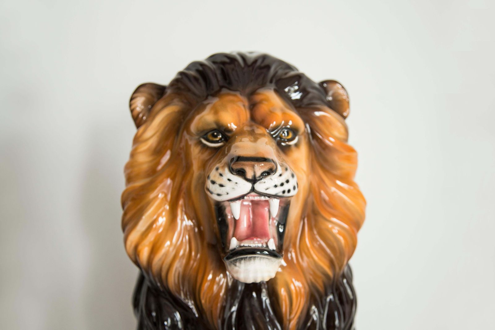 Mid Century Hand Painted Ceramic Lion Sculpture, Italy, 1960s photo 764.0