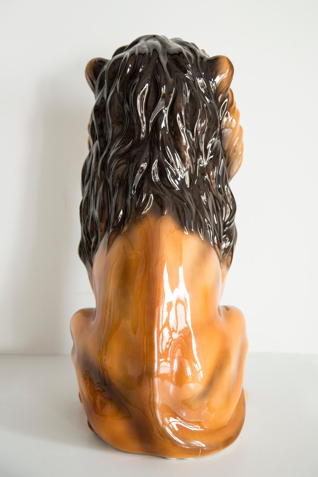 photo furniture Mid Century Hand Painted Ceramic Lion Sculpture, Italy, 1960s