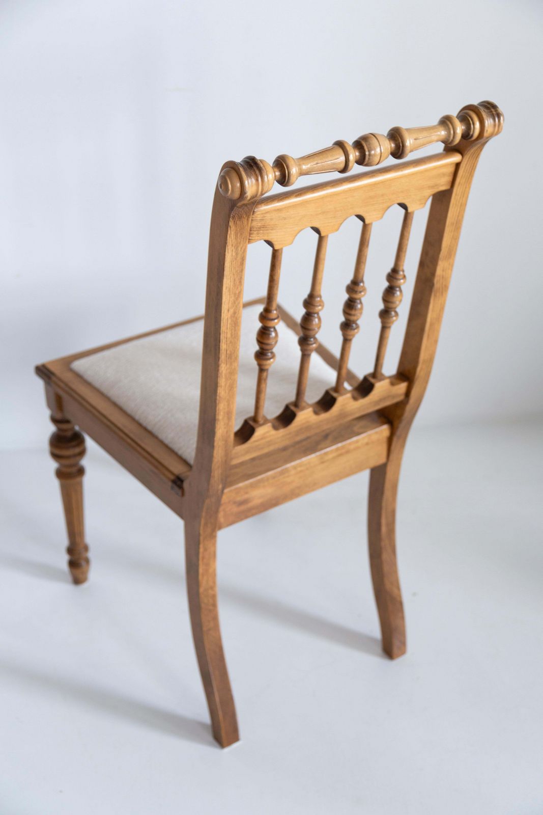 Furniture Mid Century Unique Chair, White Chenille, Oak Wood, Europe, 1960s photo