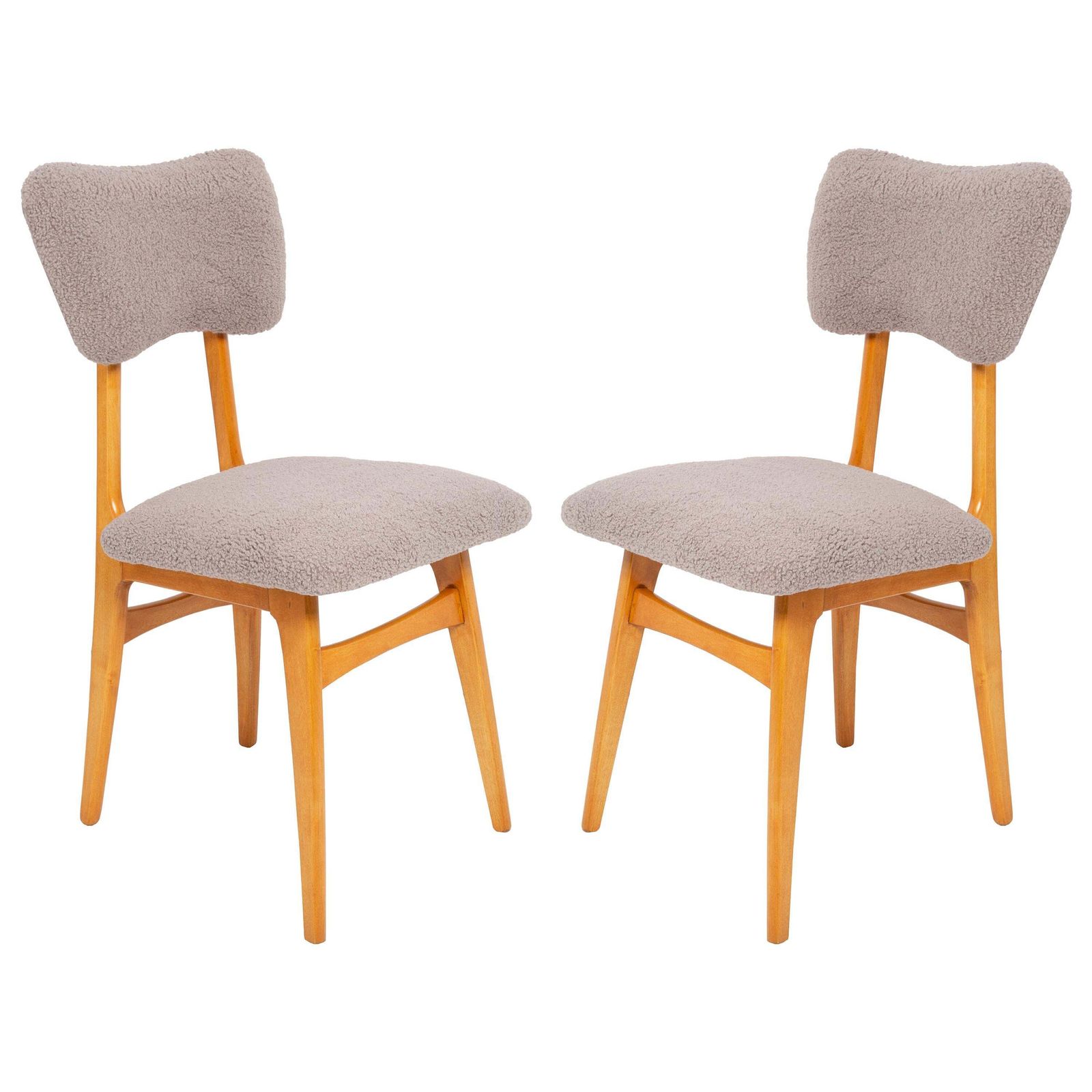 Set Of Two 20th Century Gray Boucle Chairs, 1960s