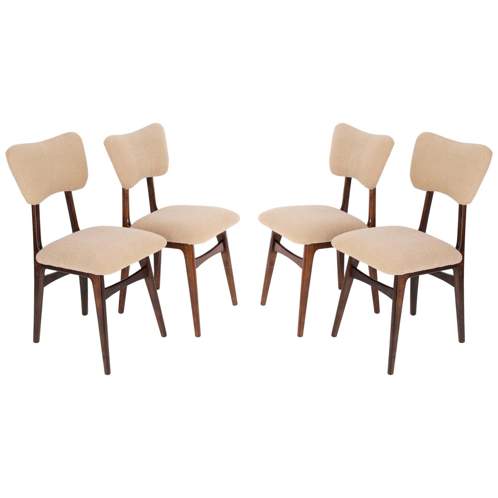 Set Of Four 20th Century Camel Boucle Chairs, 1960s