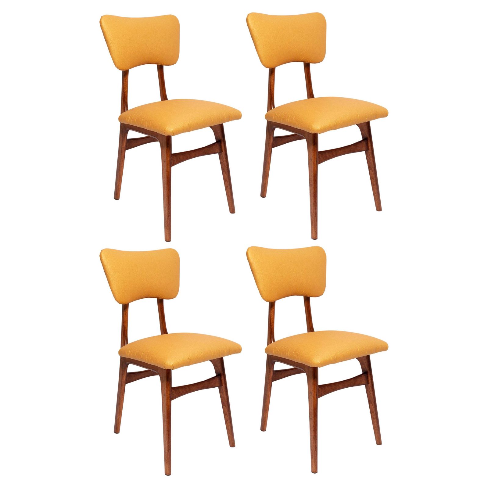 Set Of Four Mid Century Butterfly Dining Chairs, Pineapple Leather, Europe 1960s