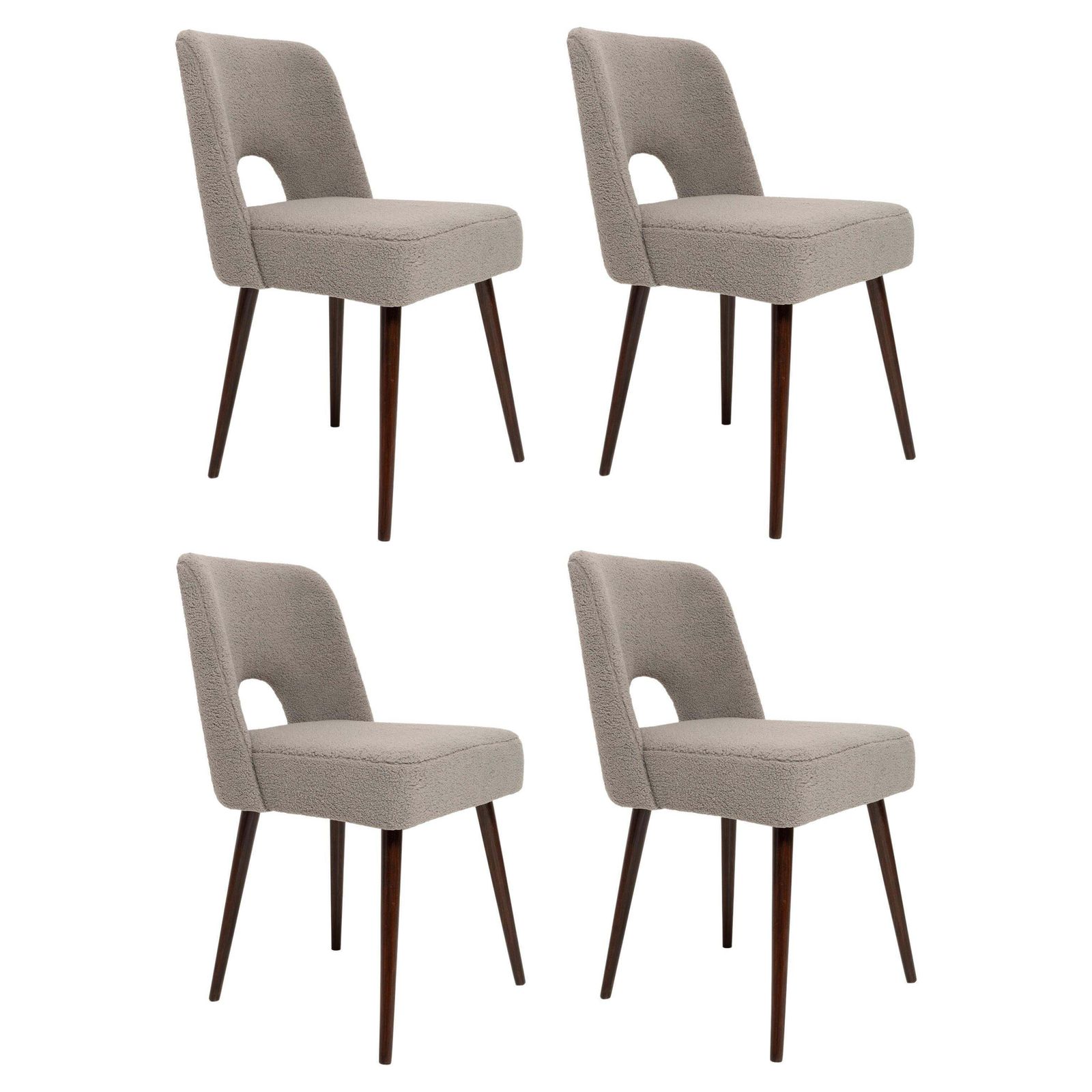 Set Of Four Gray Boucle 'Shell' Chairs, Europe, 1960s