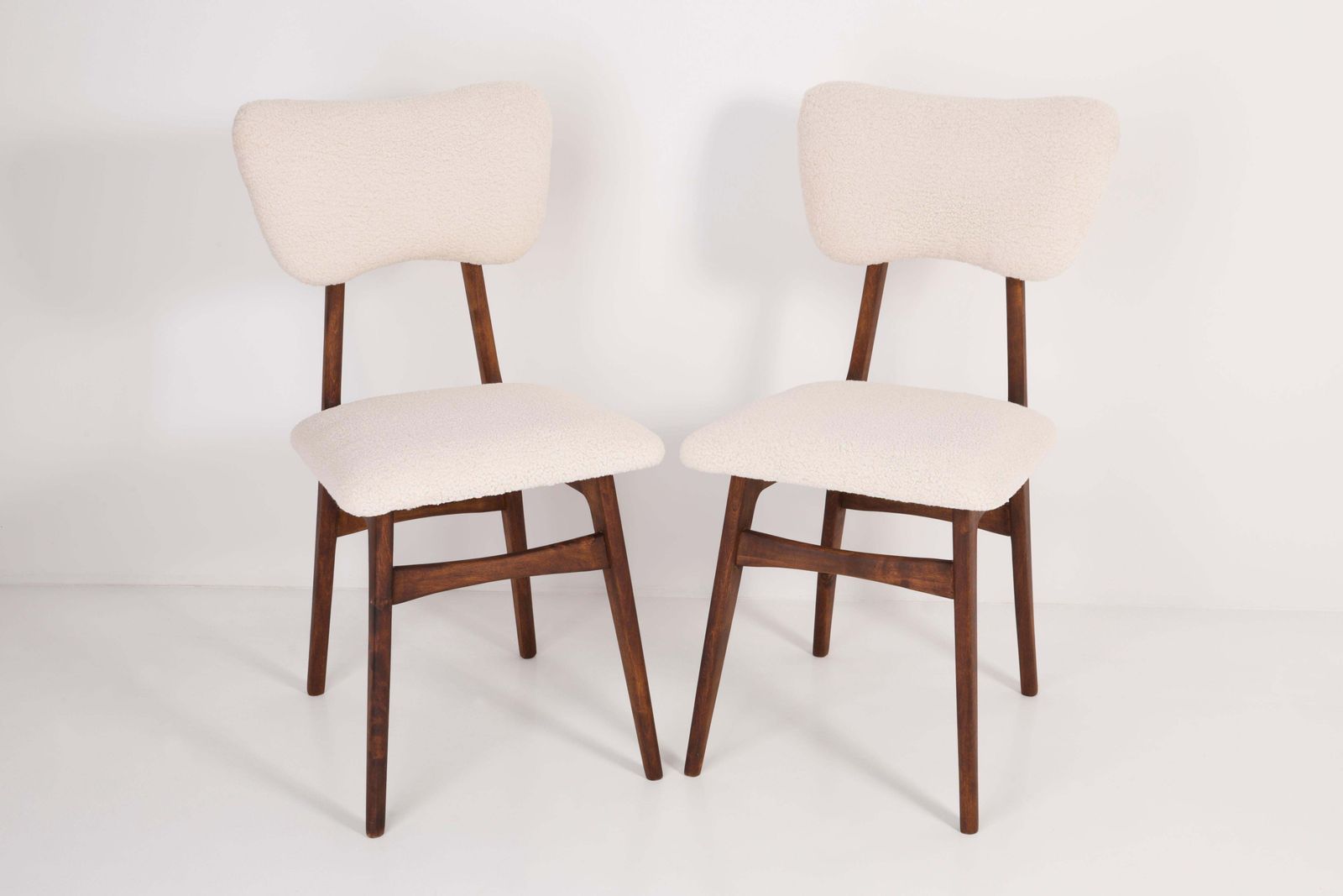 Set Of Six 20th Century Light Crème Boucle Chairs, 1960s photo vinterior