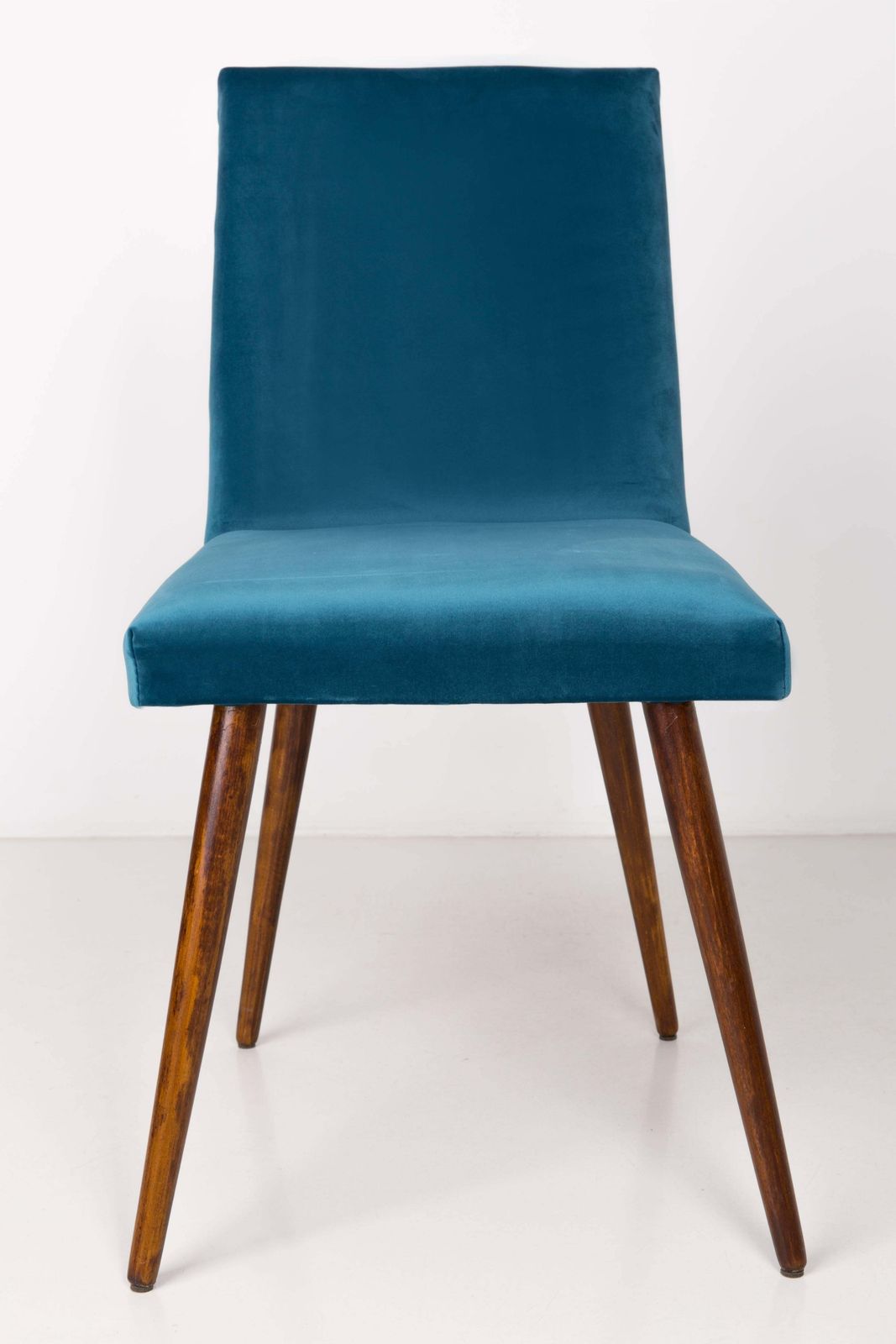Set Of Six 20th Century Petrol Blue Velvet Chairs, 1960s photo Furniture