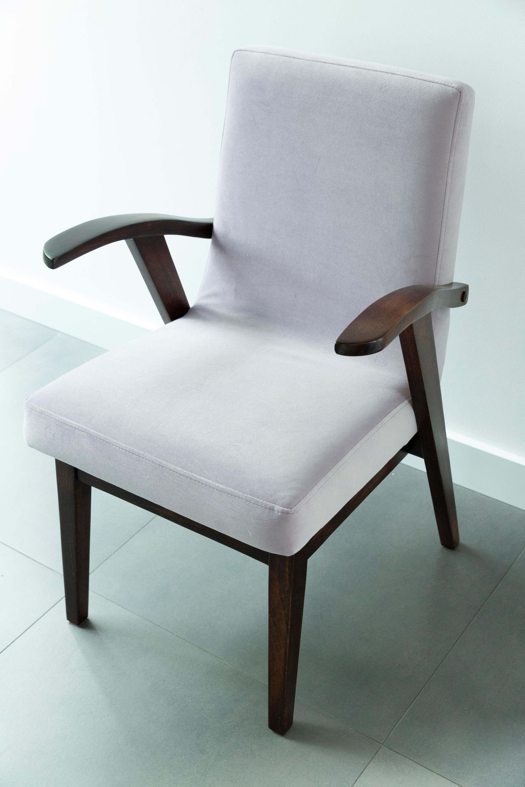 Set Of Four Vintage Chairs In Pastel Velvet By Mieczyslaw Puchala, 1960s photo for sale