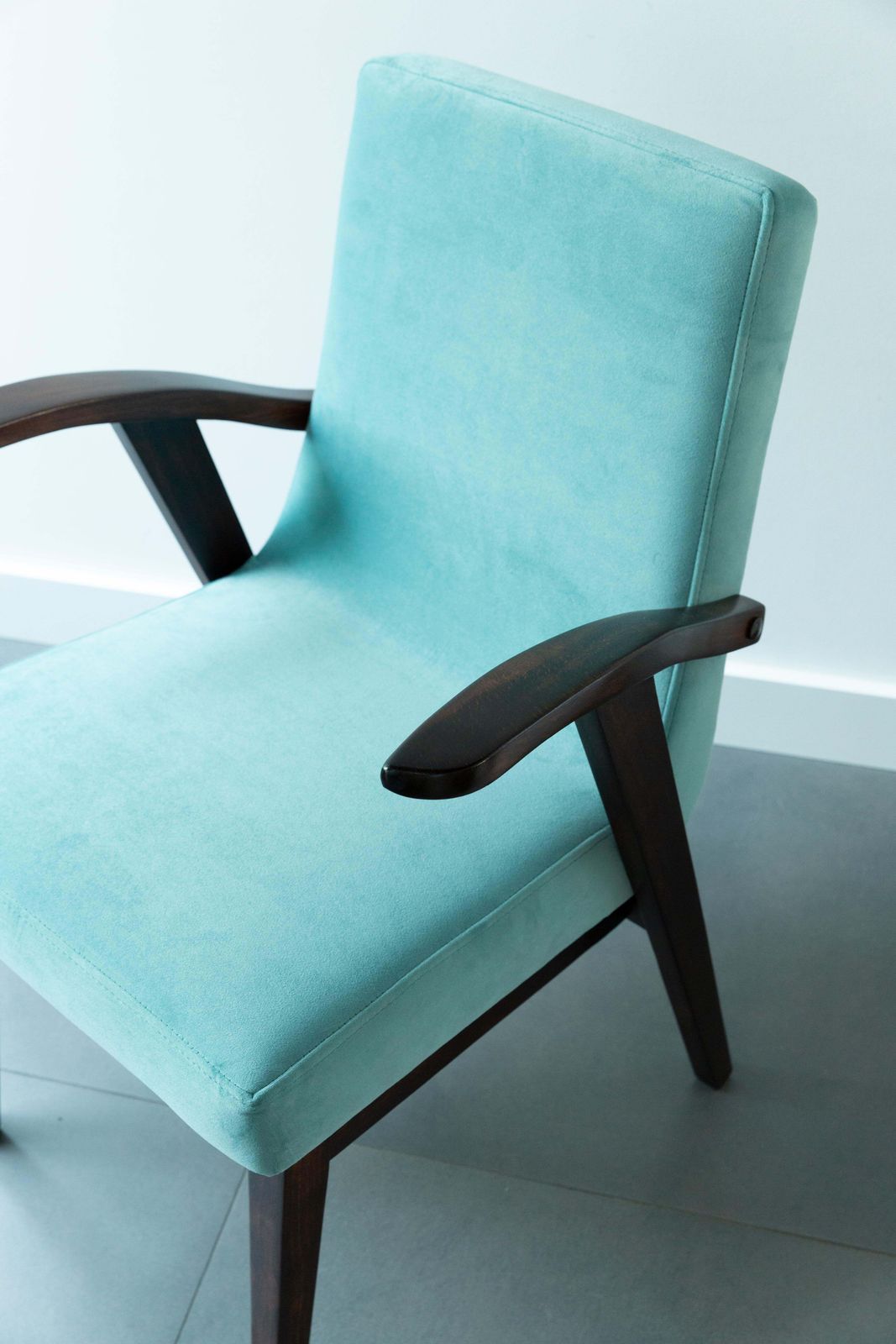 photo for sale Set Van Vier Vintage Stoelen In Pastelkleurig Fluweel Van Mieczyslaw Puchala, Jaren 1960