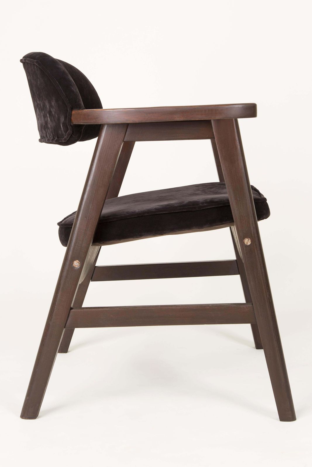 Set Van Vier 20e Eeuwse Buffalo Stoelen Van Zwart Hout En Fluweel, Jaren 1960 photo vintage