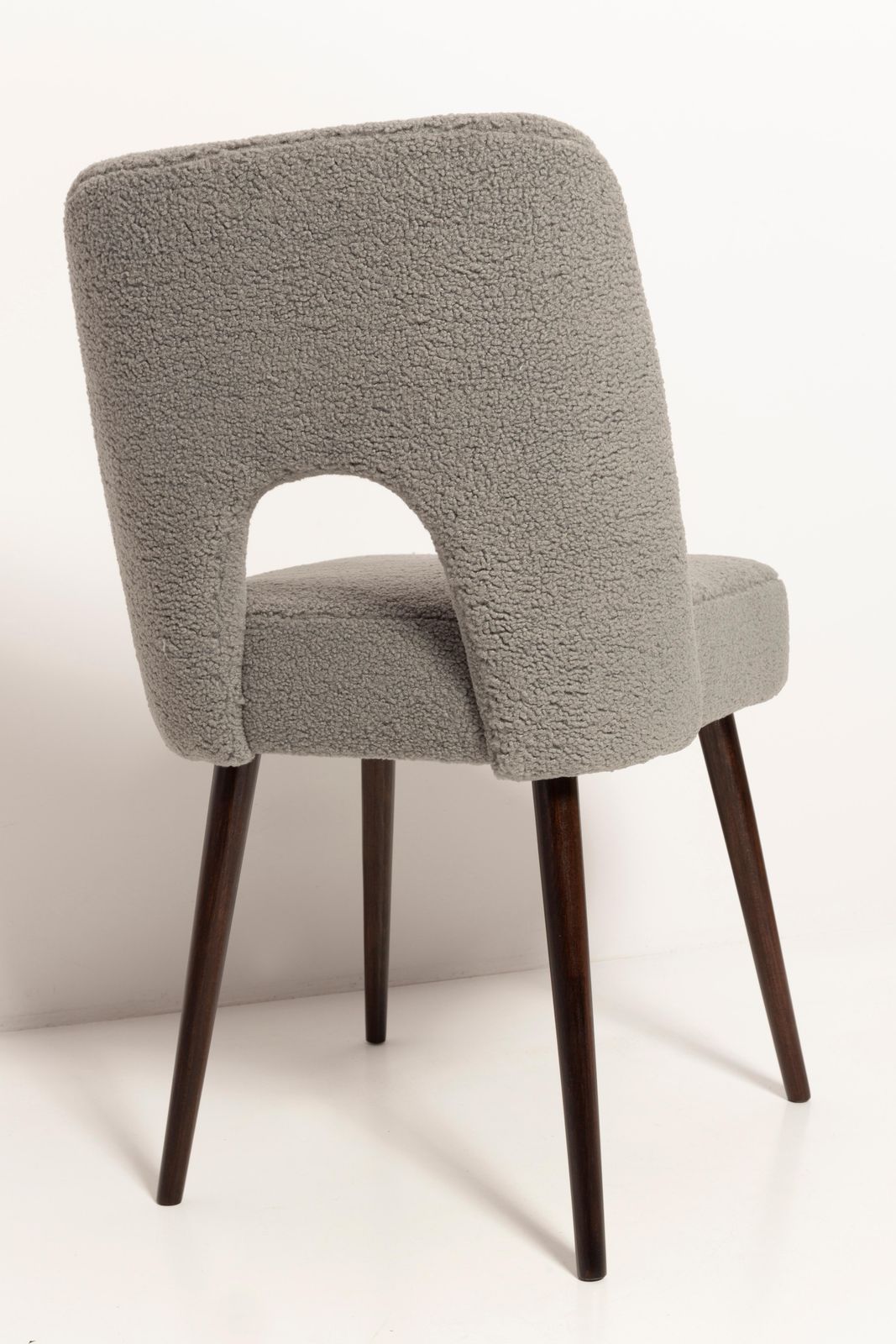 4162.0 Set Of Seven Gray Boucle 'Shell' Chairs, Dark Beech Wood, Europe, 1960s photo