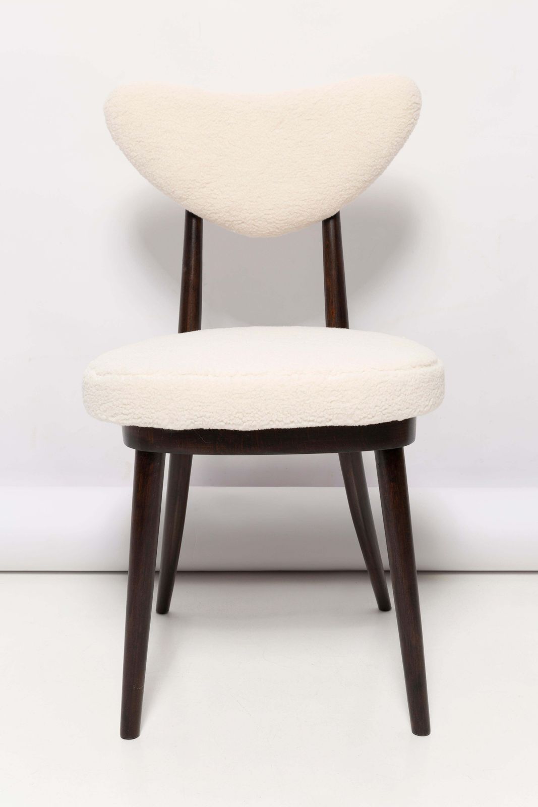 Set Of Eight Light Boucle Heart Chairs, Poland, 1960s photo Furniture