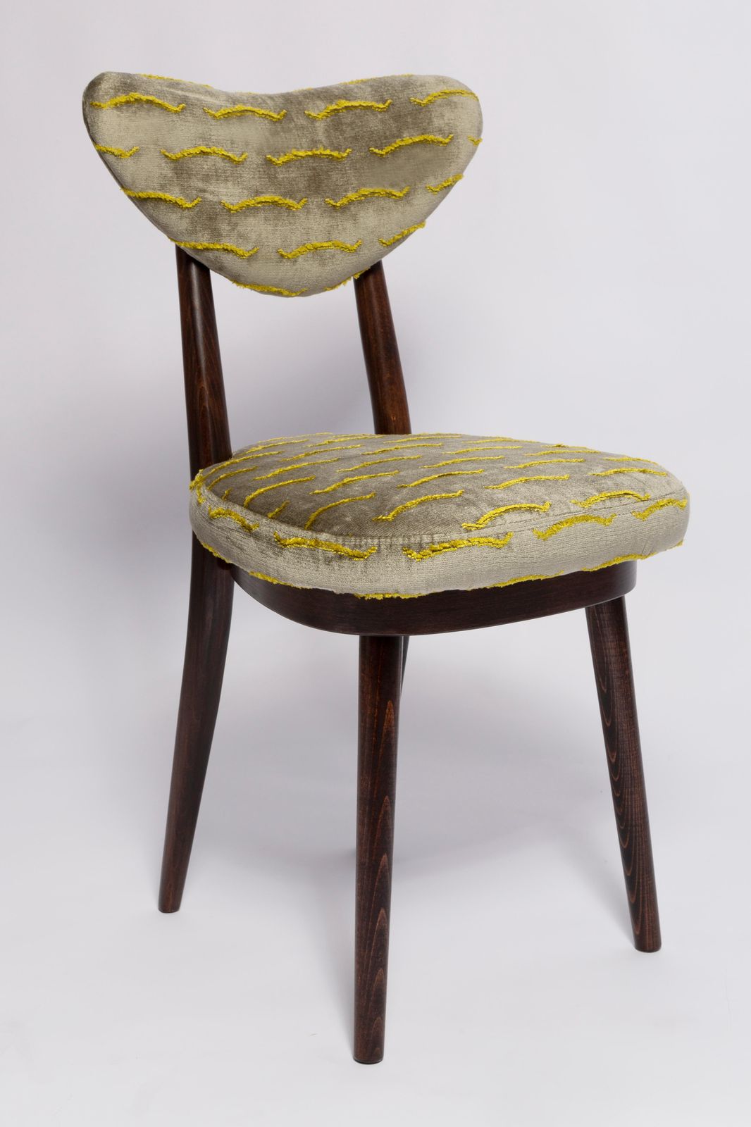 Twelve Mid Century Heart Chairs In Nouvelles Vagues Green Velvet, Europe, 1960s photo furniture
