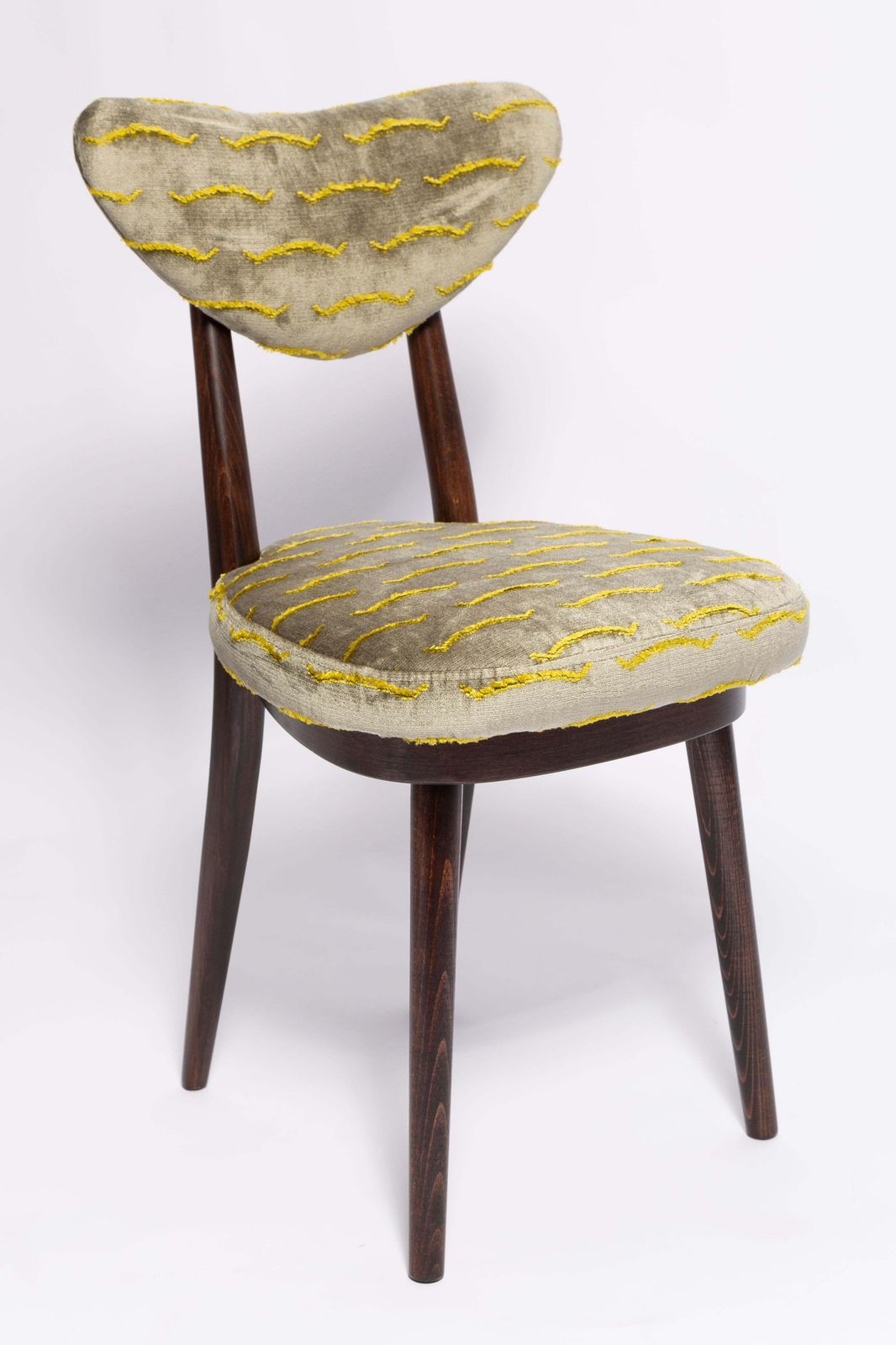 Twelve Mid Century Heart Chairs In Nouvelles Vagues Green Velvet, Europe, 1960s photo for sale
