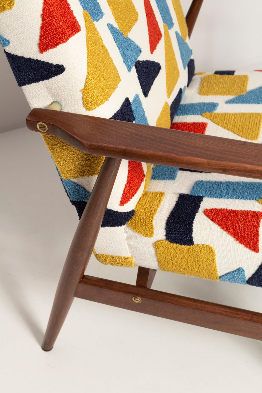 Mid Century Pop Art White Boucle Dante Armchair, H. Lis, , Poland, 1960s photo Furniture