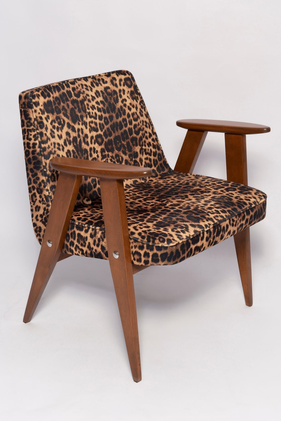 Mid Century 366 Armchair In Leopard Print Velvet, Jozef Chierowski, Europe 1960s photo furniture