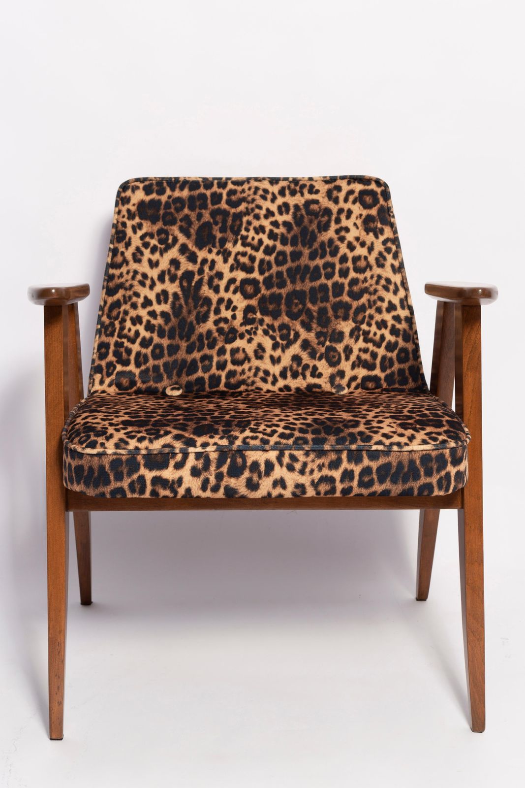 photo furniture Mid Century 366 Armchair In Leopard Print Velvet, Jozef Chierowski, Europe 1960s