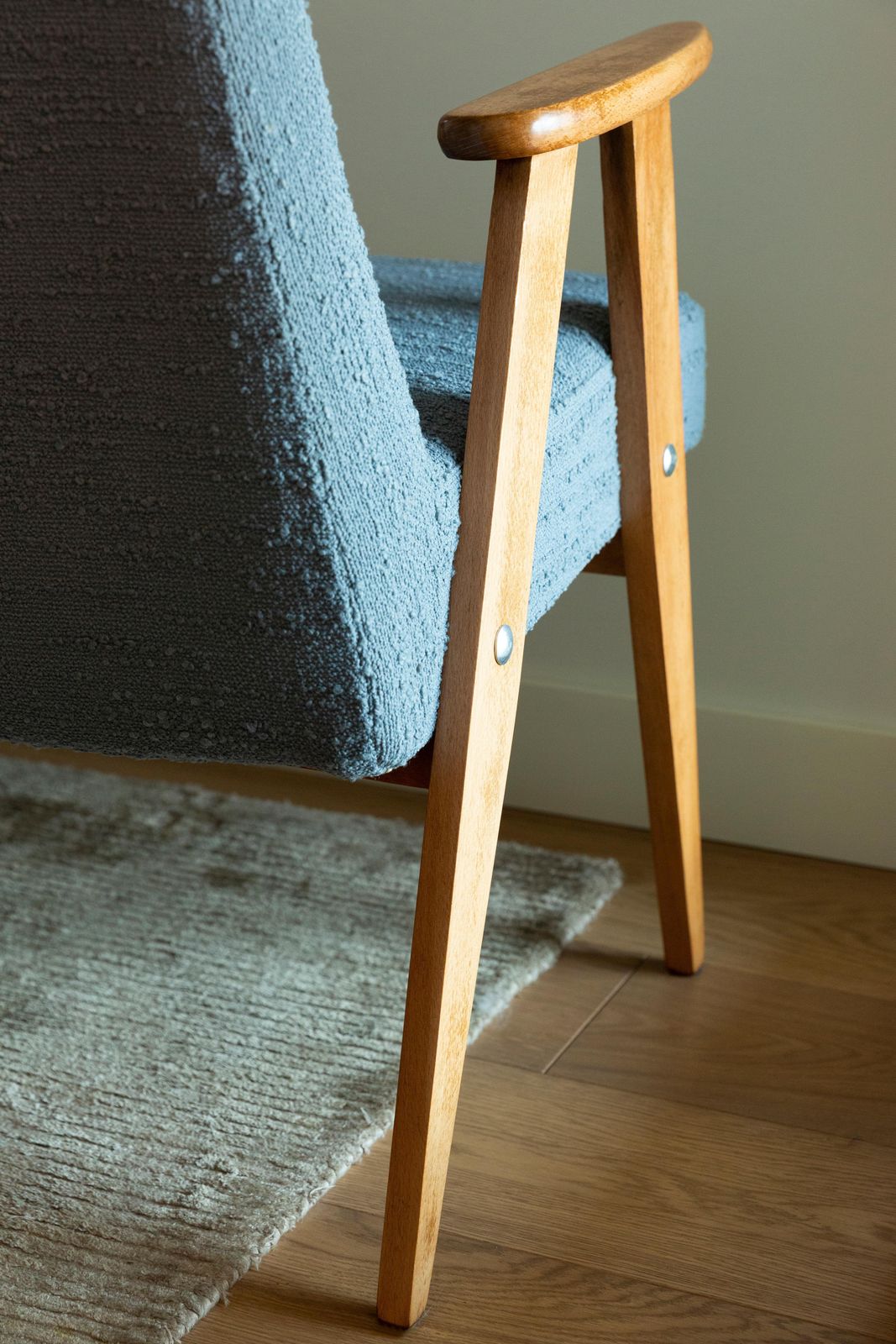 2041.0 Pair Of Midcentury 366 Club Armchairs In Gray Blue Boucle, Europe, 1960s photo