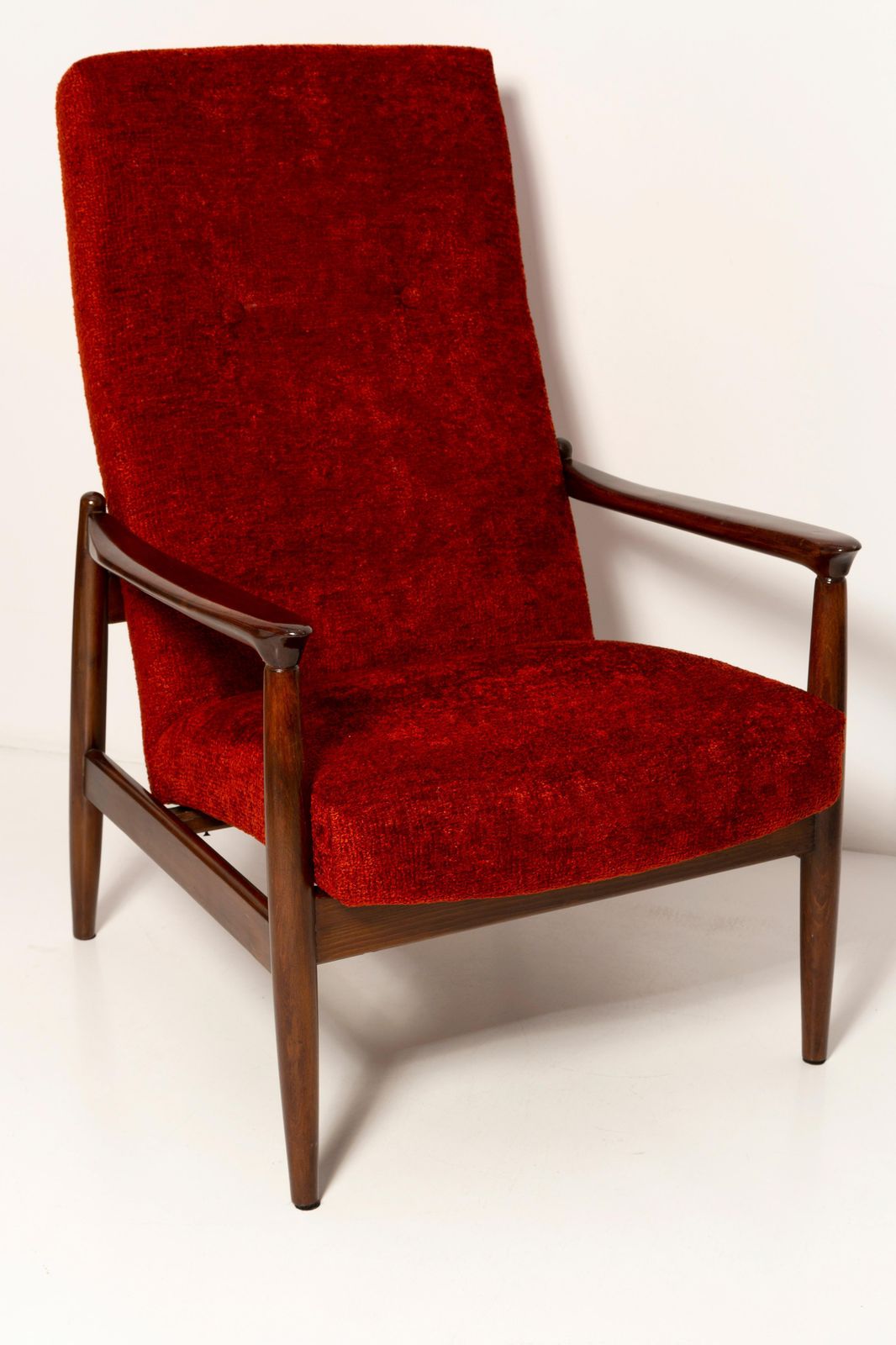 Two Mid Century Burgundy Wine Armchairs Gfm 64 High, Edmund Homa, Europe, 1960s photo Furniture