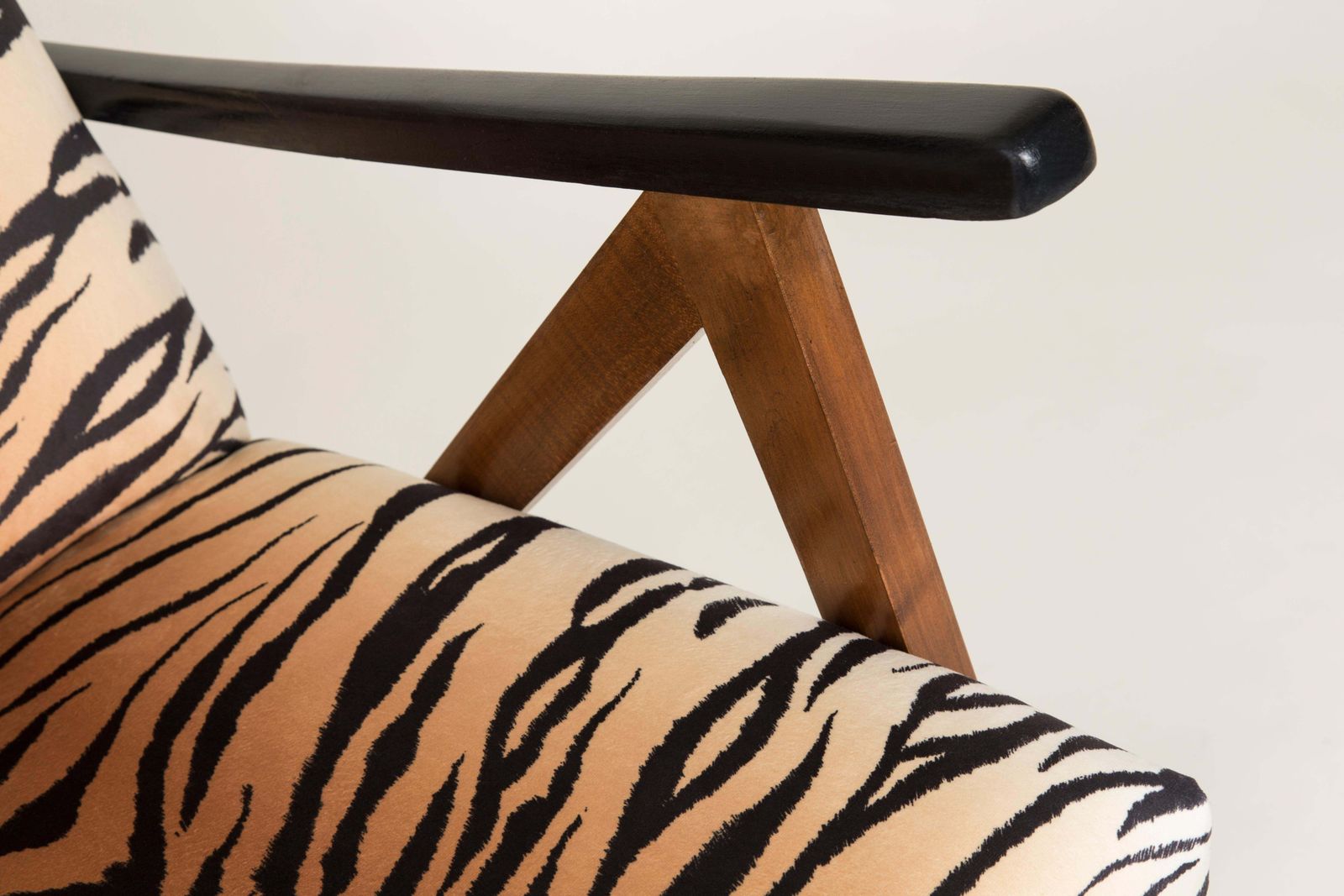 photo for sale Mid Century Modern Tiger Print Armchair And Stool, 1960s, Germany