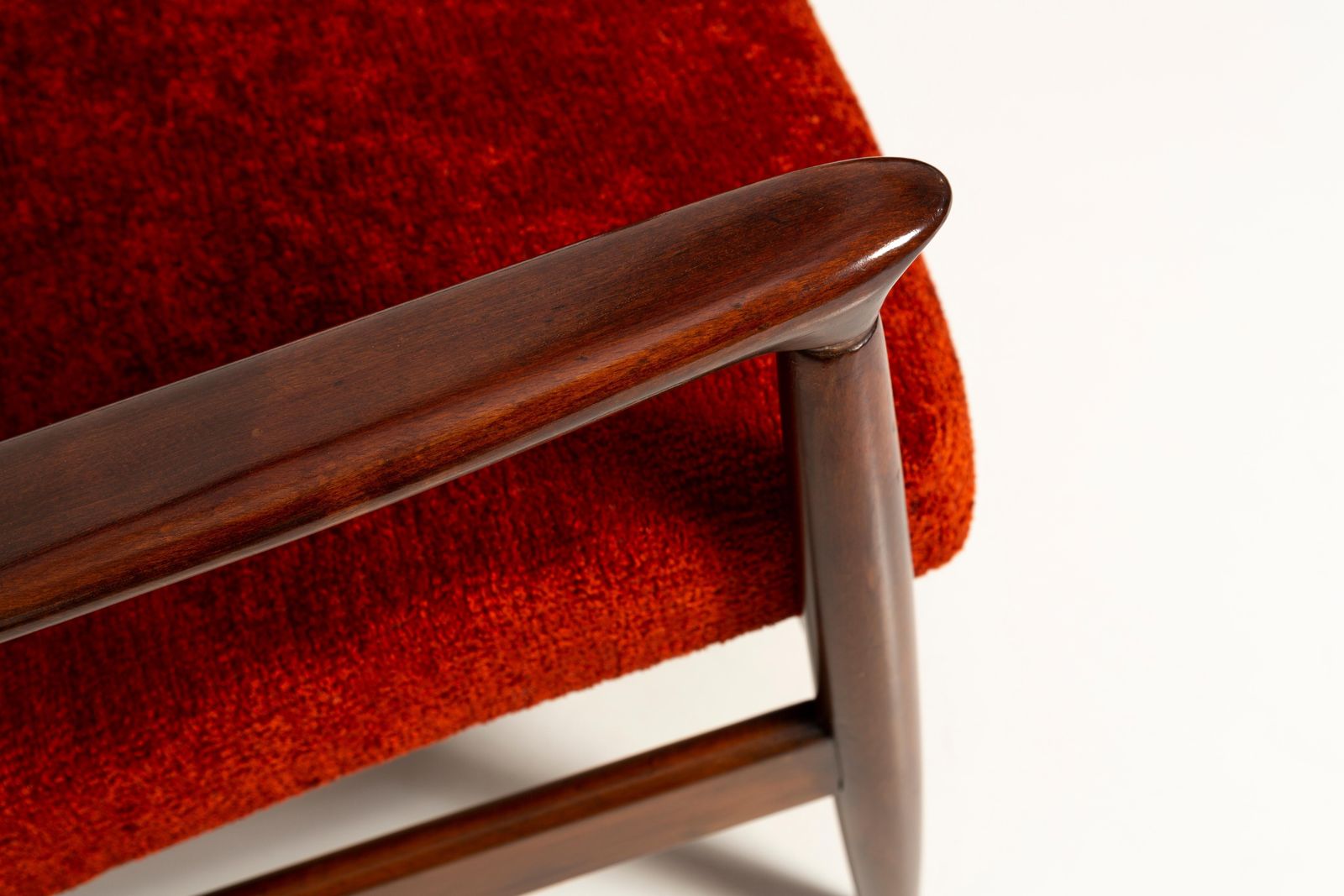 Two Mid Century Burgundy Wine Armchairs Gfm 64 High, Edmund Homa, Europe, 1960s photo 3058.0