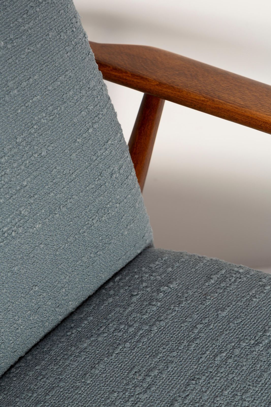 Set Of Two Mid Century Gray Blue Boucle Dante Armchairs, H. Lis, 1960s photo buy