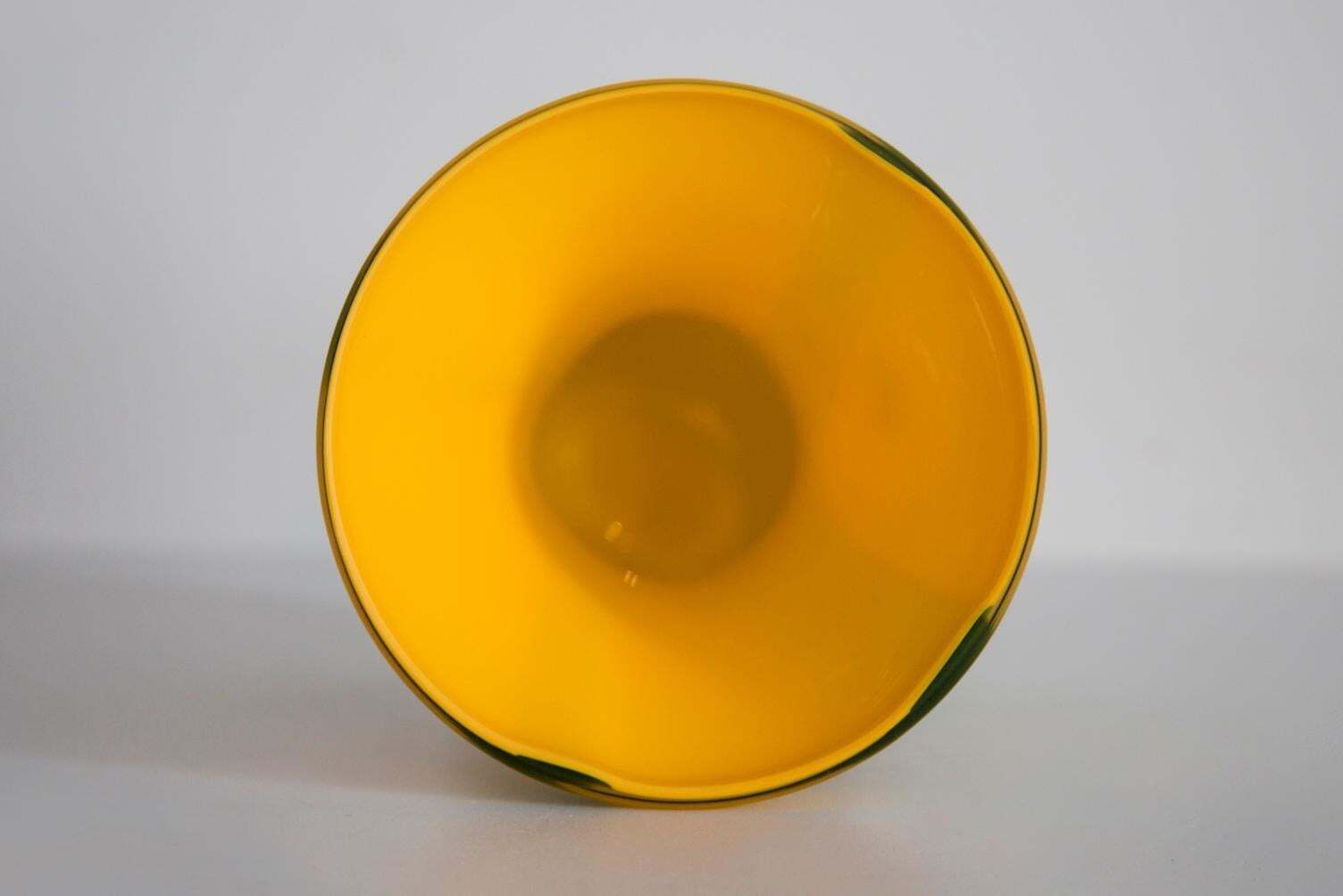 photo furniture Mid Century Green And Yellow Hand Made Artistic Vase, Europe, 1960s