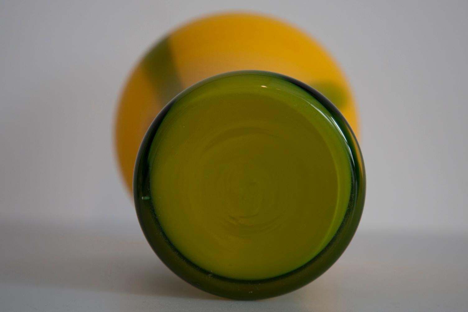 photo for sale Mid Century Green And Yellow Hand Made Artistic Vase, Europe, 1960s