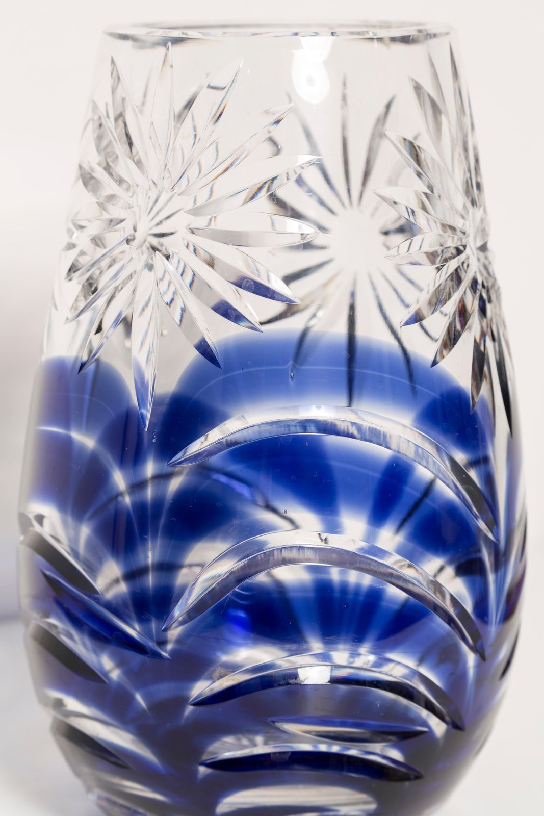 photo furniture Mid Century Vintage Transparent And Blue Crystal Vase, Italy, 1960s