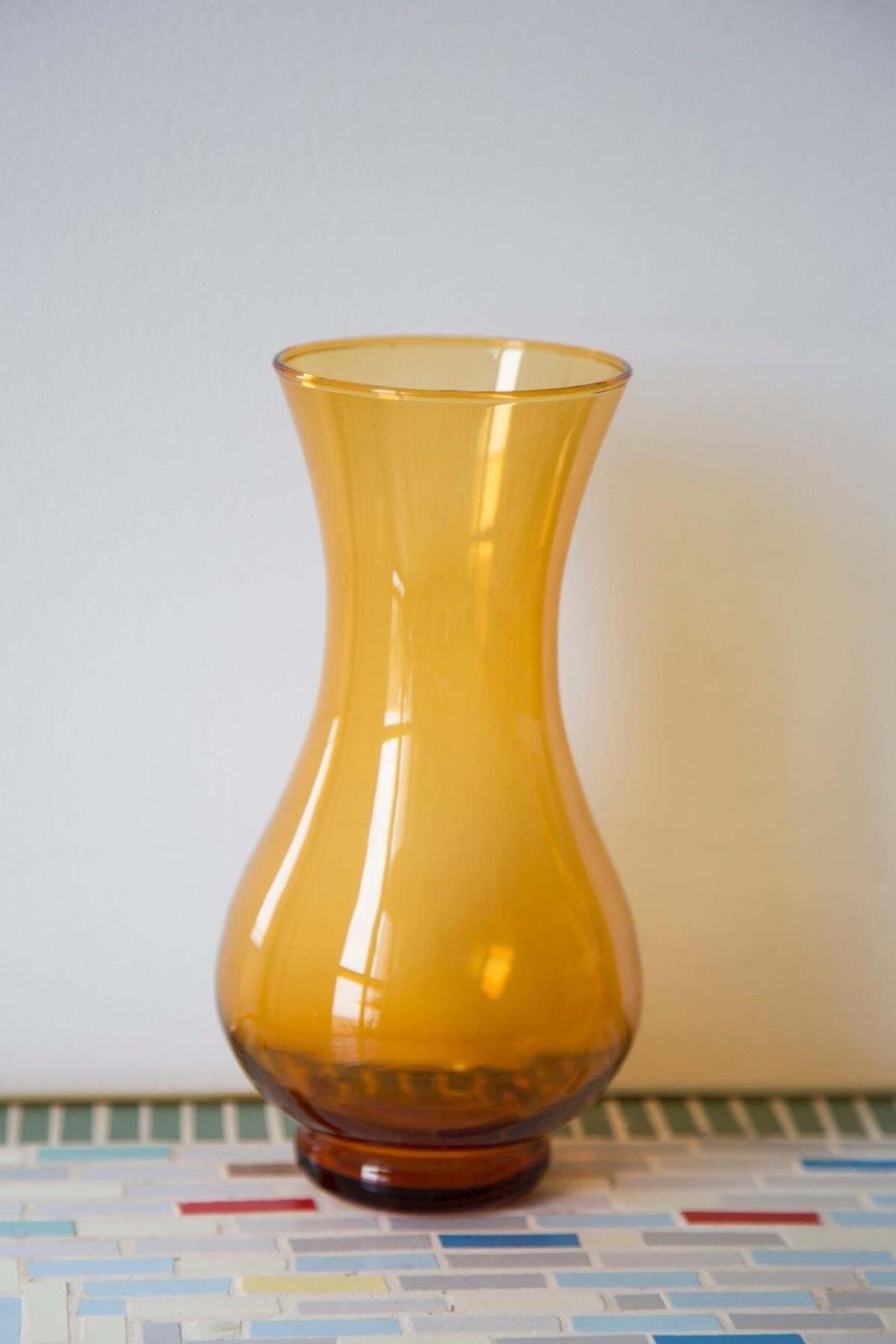 Mid Century Vintage Artistic Glass Yellow Light Vase, Europe, 1970s photo for sale