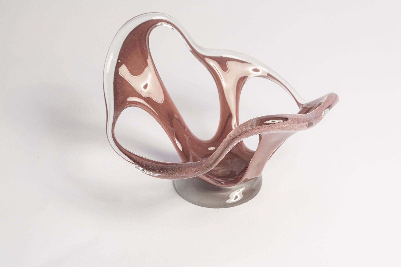 Mid Century Vintage Beige Artistic Glass Vase, Europe, 1970s photo for sale
