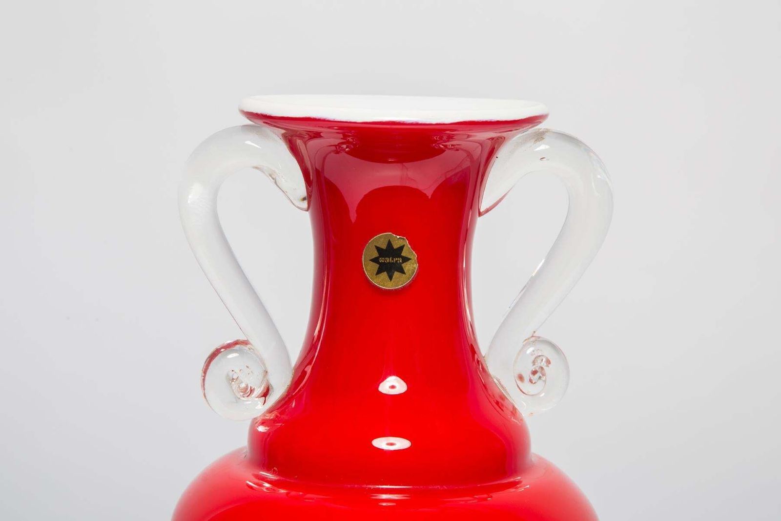 photo furniture Mid Century Vintage Artistic Glass Red Vase Big, Europe, 1970s