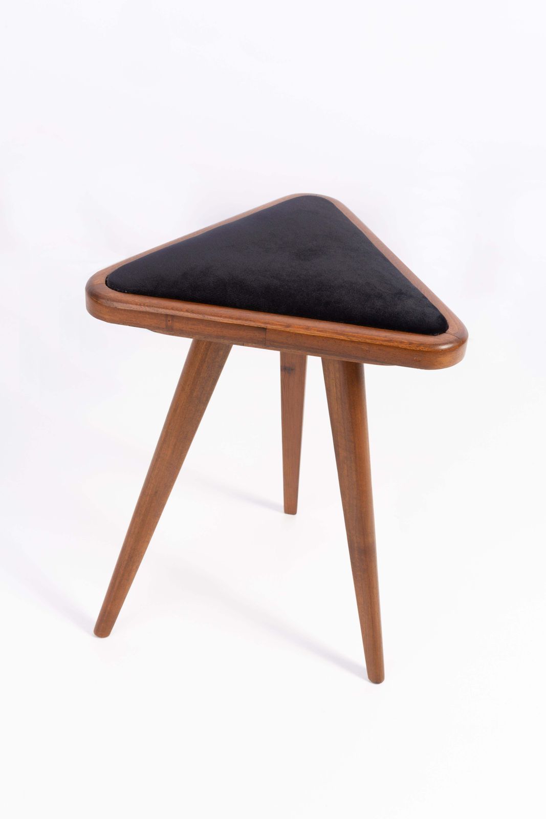 Set Of Two Black And White Velvet 20th Century Triangle Stools, Europe, 1960s photo for sale
