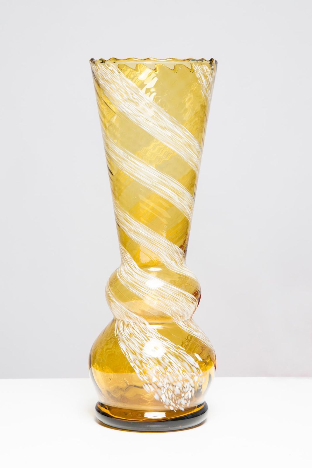 Mid Century Artistic Glass Yellow Vase, Tarnowiec, Sulczan, Europe, 1970s photo 272.0