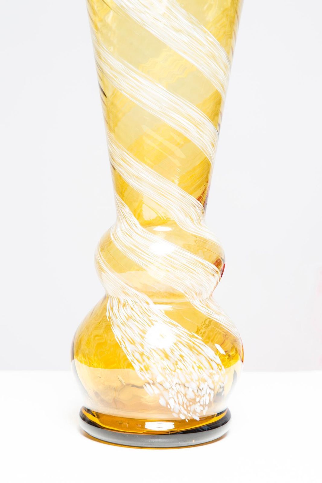 Mid Century Artistic Glass Yellow Vase, Tarnowiec, Sulczan, Europe, 1970s photo vintage