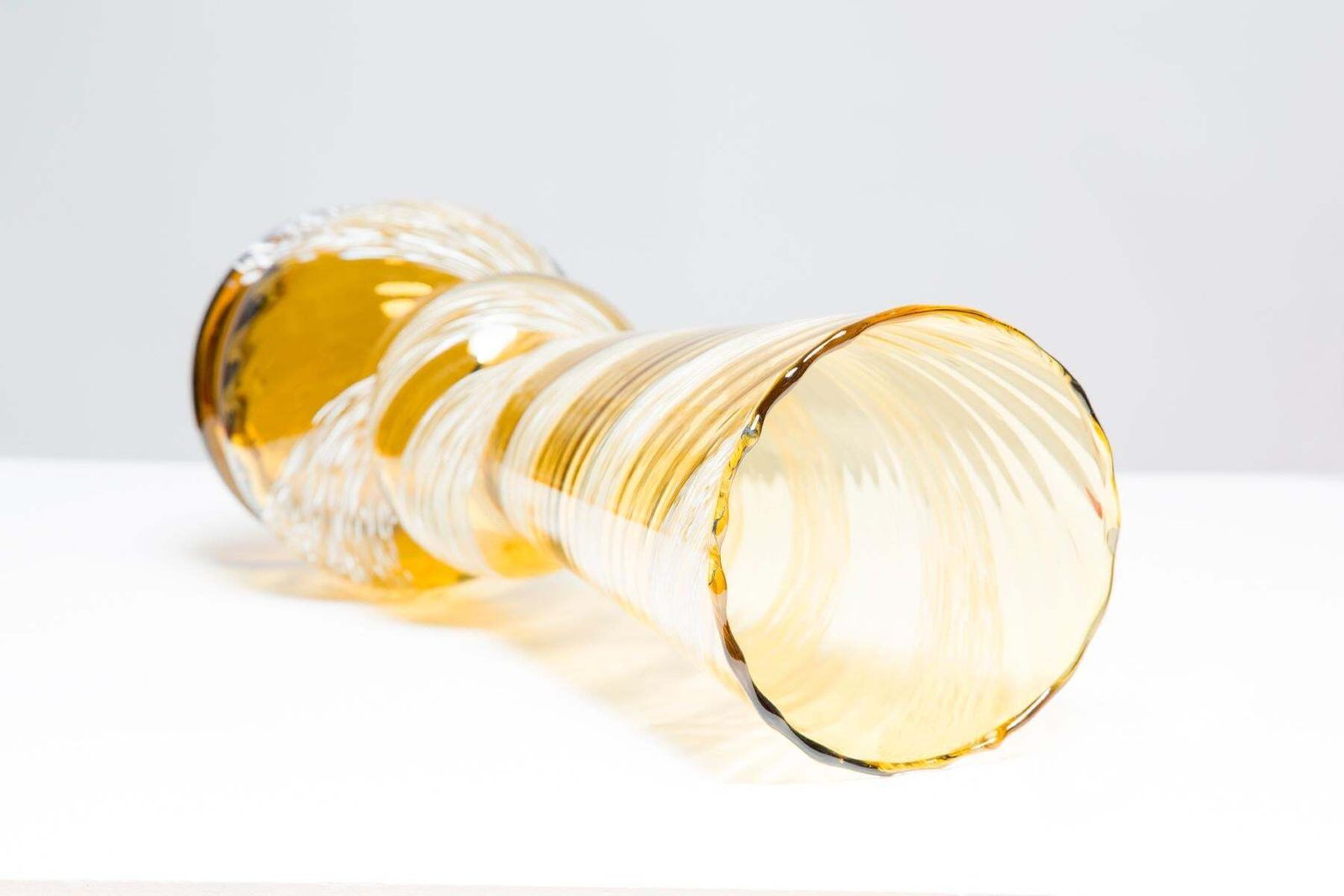 photo furniture Mid Century Artistic Glass Yellow Vase, Tarnowiec, Sulczan, Europe, 1970s