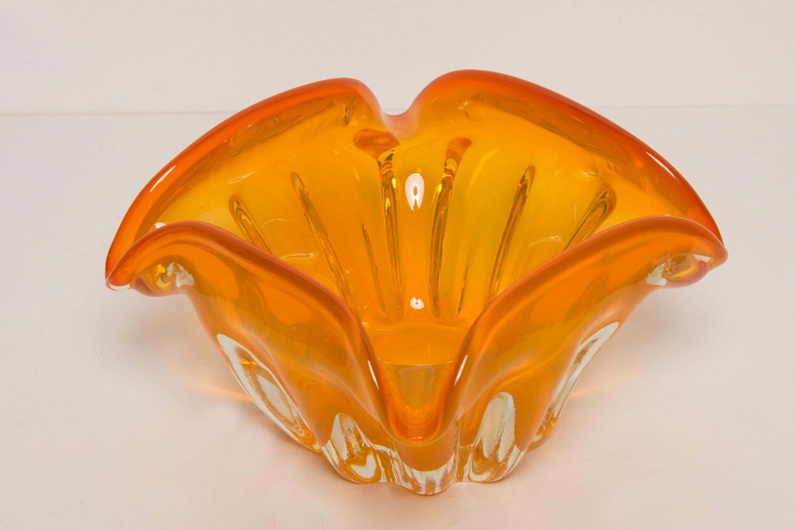 Mid Century Murano Orange Glass Bowl Ashtray, Italy, 1970s photo vinterior