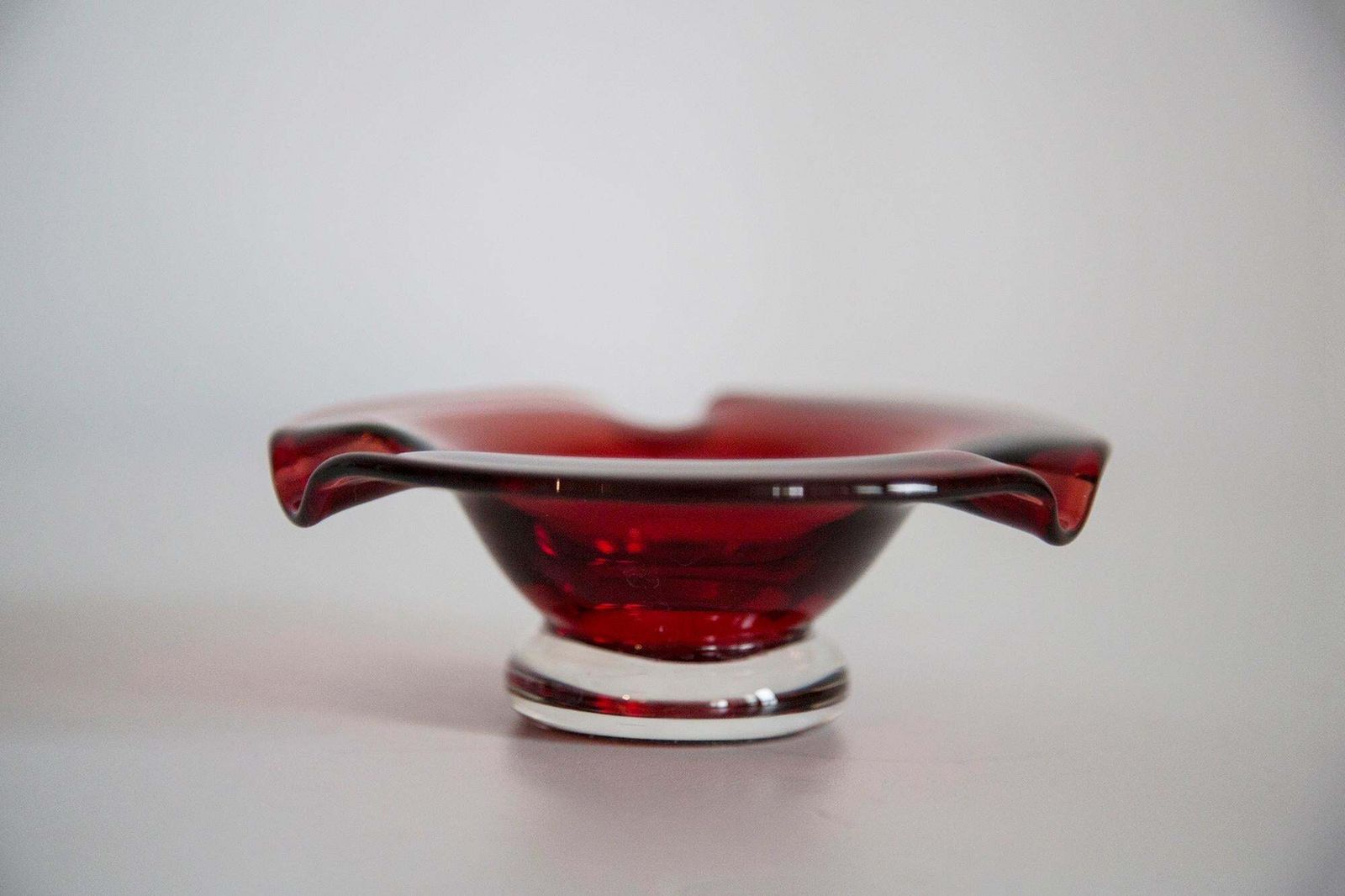 Mid Century Red Glass Ashtray Bowl, Italy, 1970s photo Home Decor