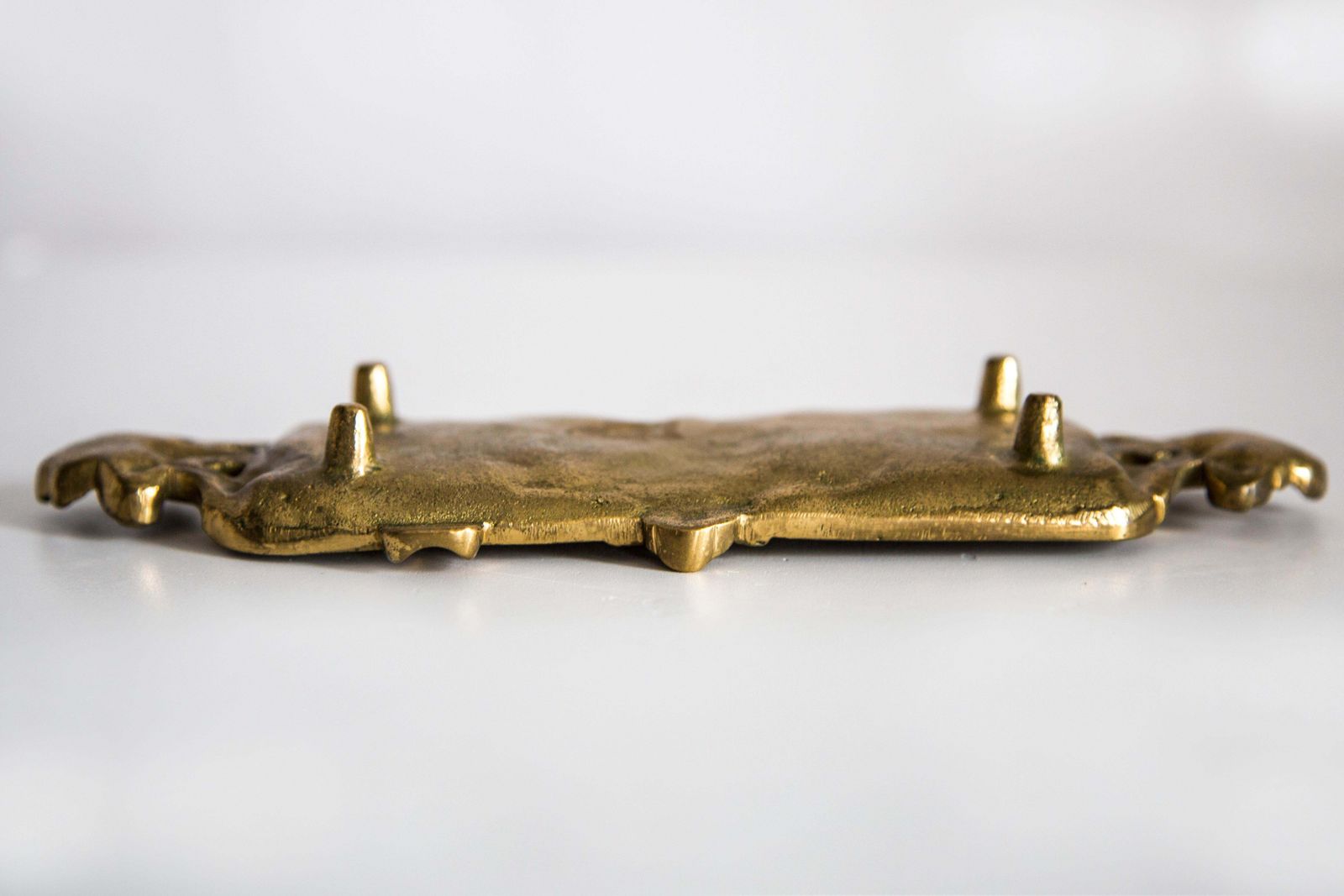 photo furniture Mid Century Brass Metal Small Plate Bowl Ashtray, Gold Flowers, Italy, 1970s