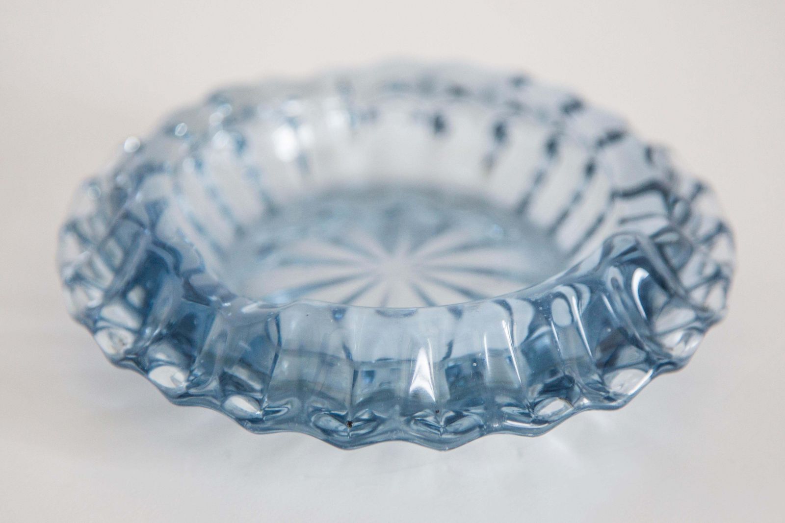 Mid Century Light Blue Crystal Glass Ashtray, Italy, 1970s photo vinterior