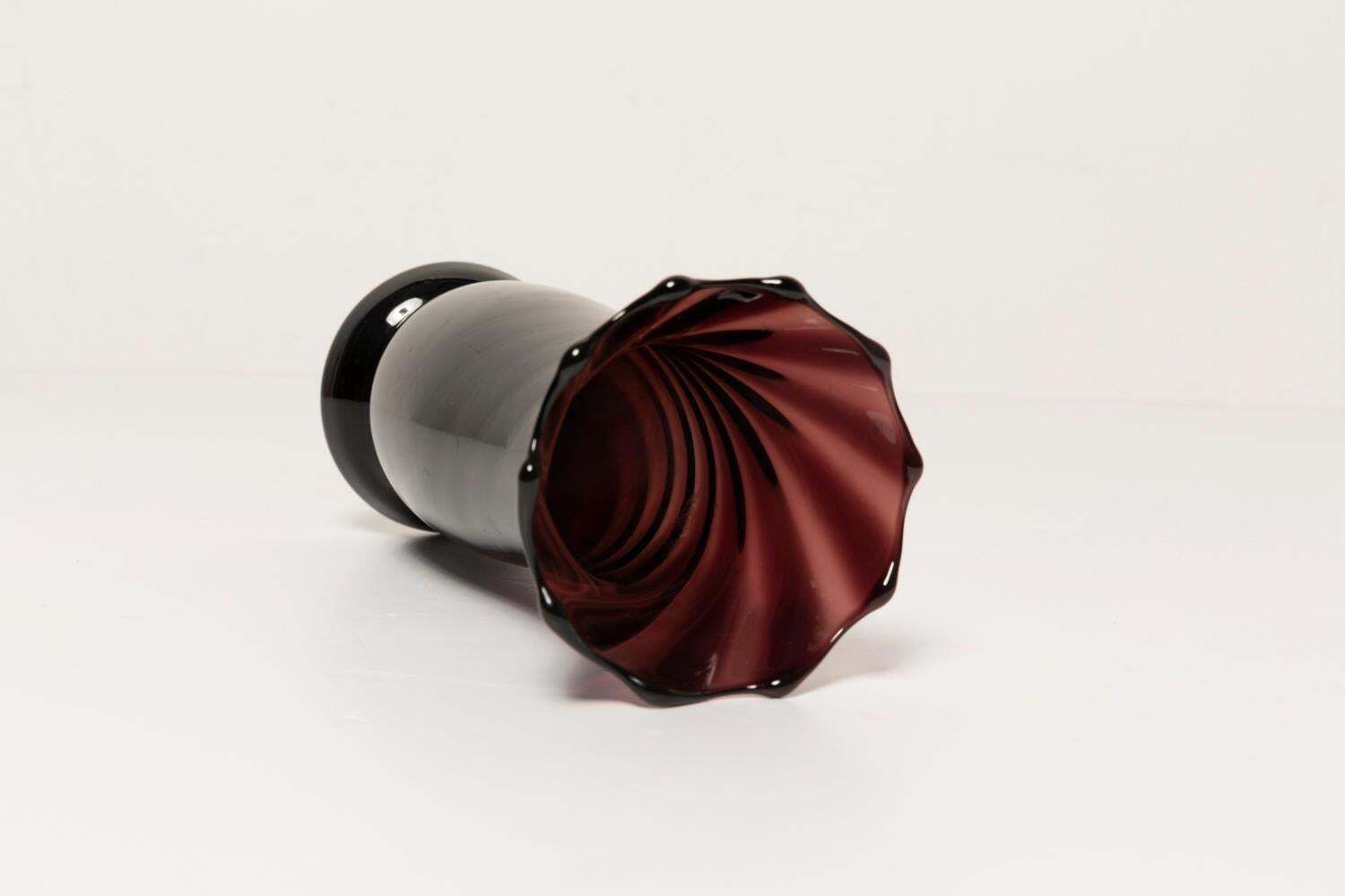Small Midcentury Deep Red Burgundy Vase, Europe, 1960s photo vintage