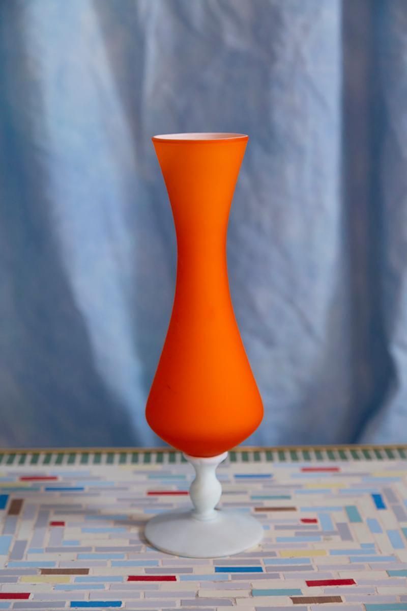 Mid Century Orange Decorative Glass Vase, Europe, 1960s photo furniture