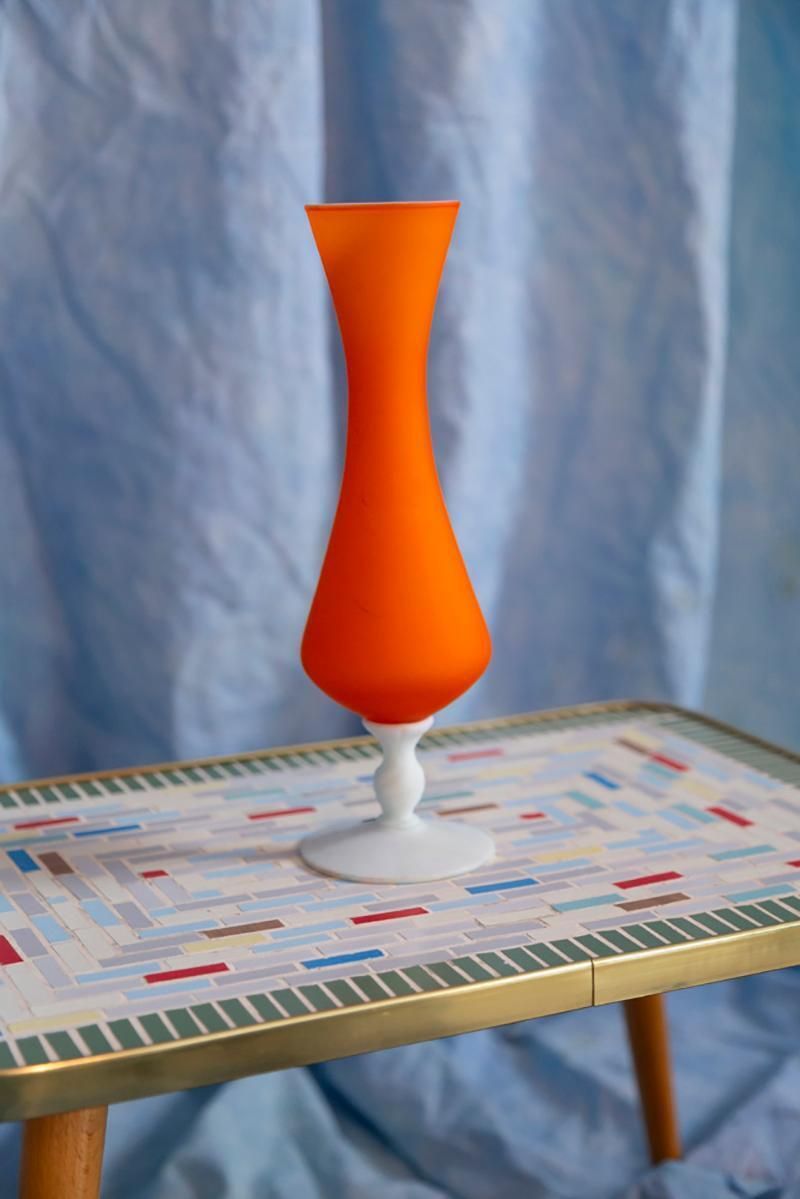 Mid Century Orange Decorative Glass Vase, Europe, 1960s photo for sale